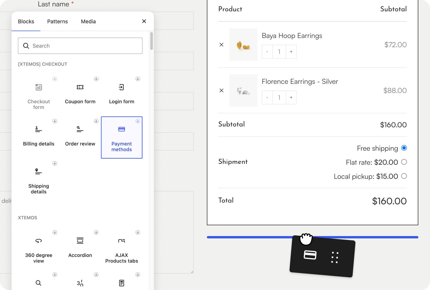 Checkout layout being built with WoodMart checkout elements
