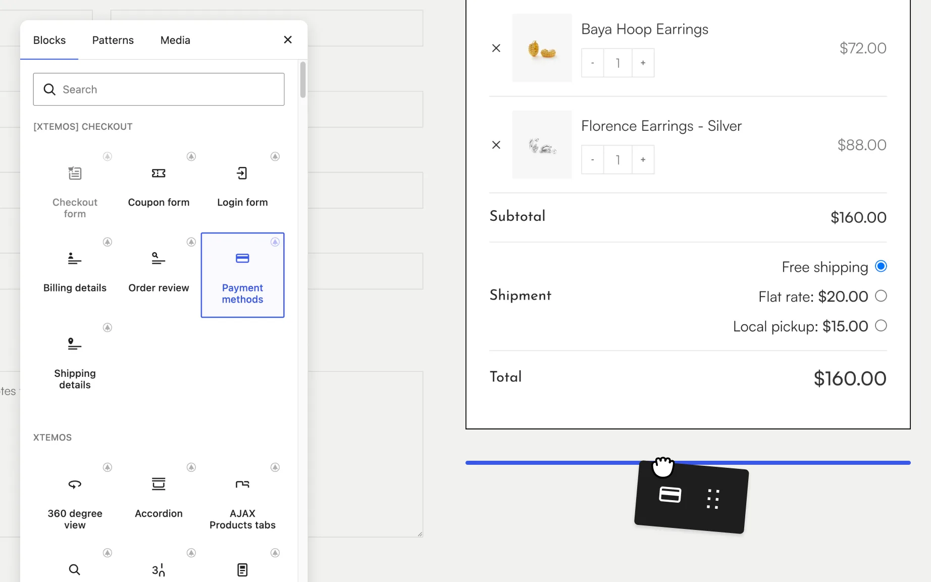 Checkout layout being built with WoodMart checkout elements