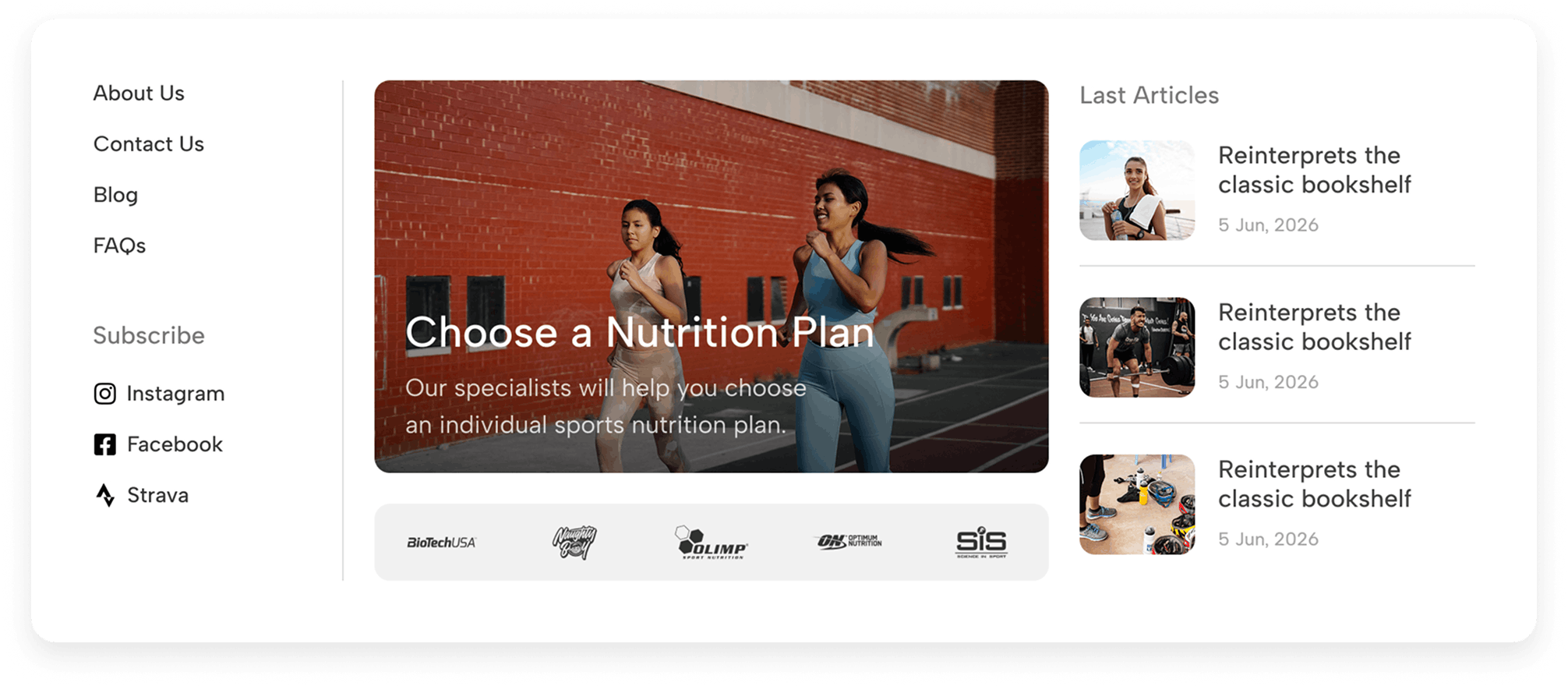 Sport supplements mega menu