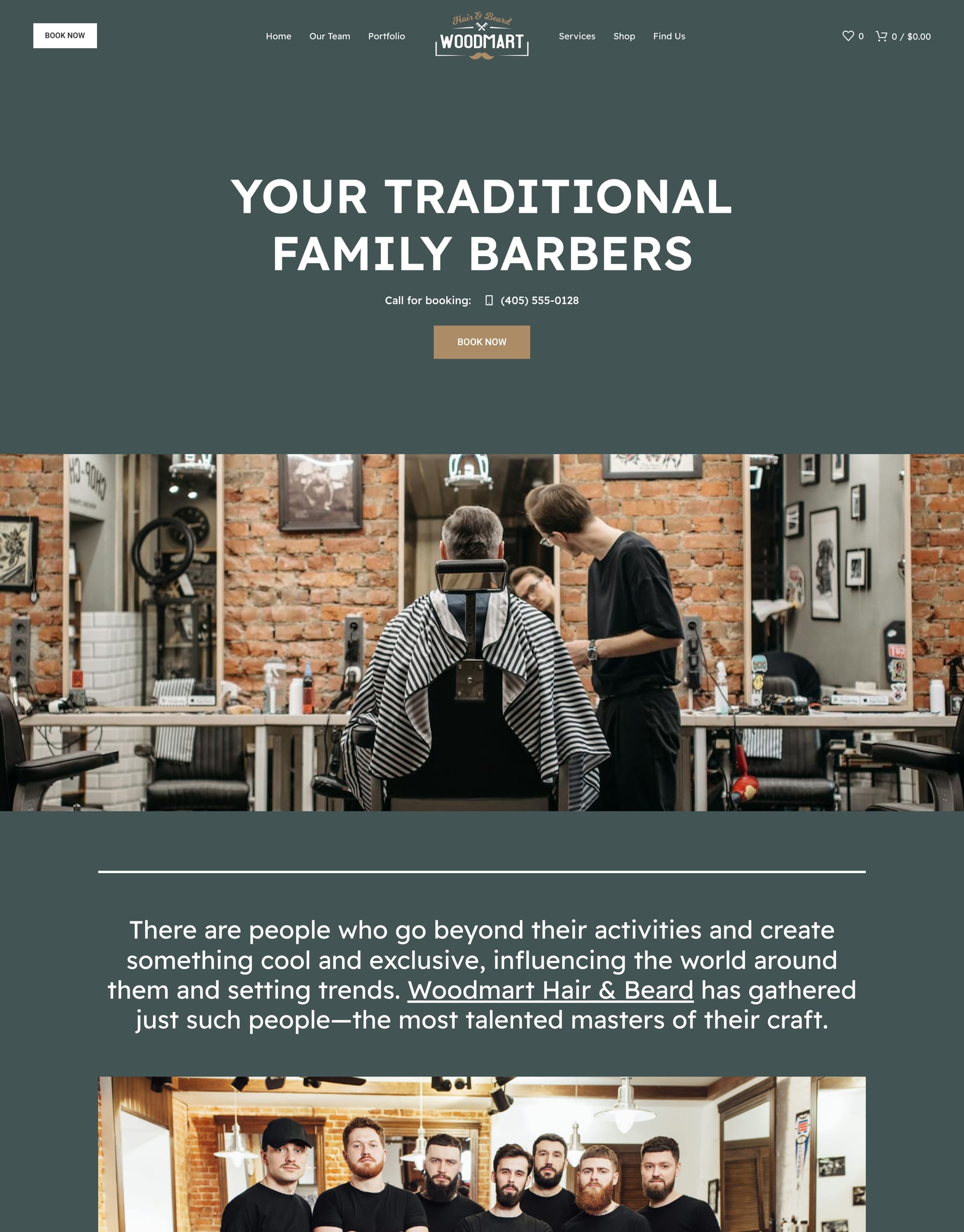 Barbershop demo home page: Barbershop WordPress theme