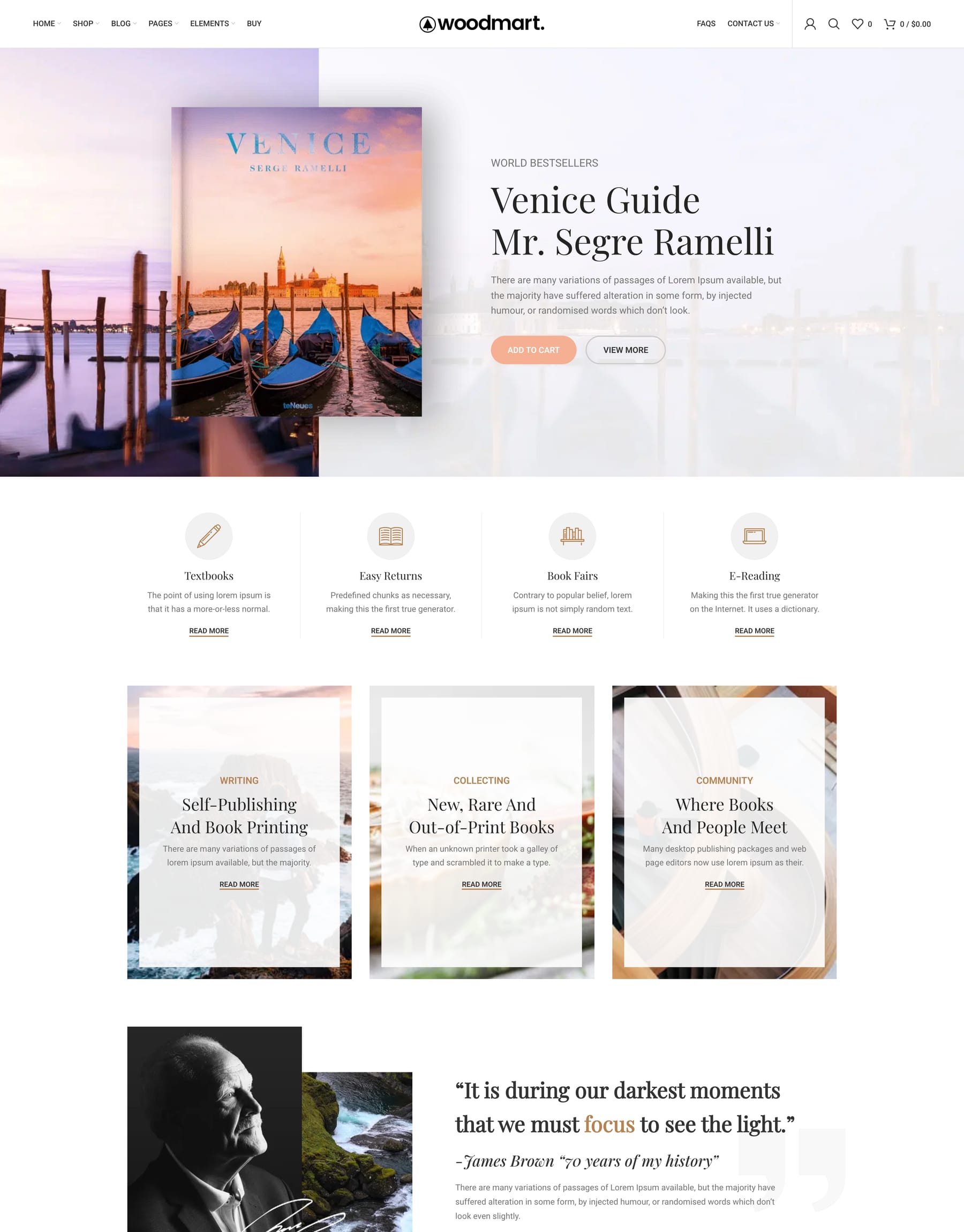 Books demo home page: Books WooCommerce theme