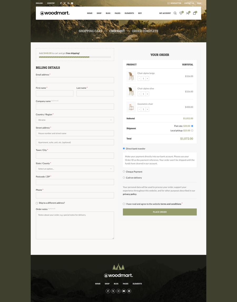 Camping Checkout page
