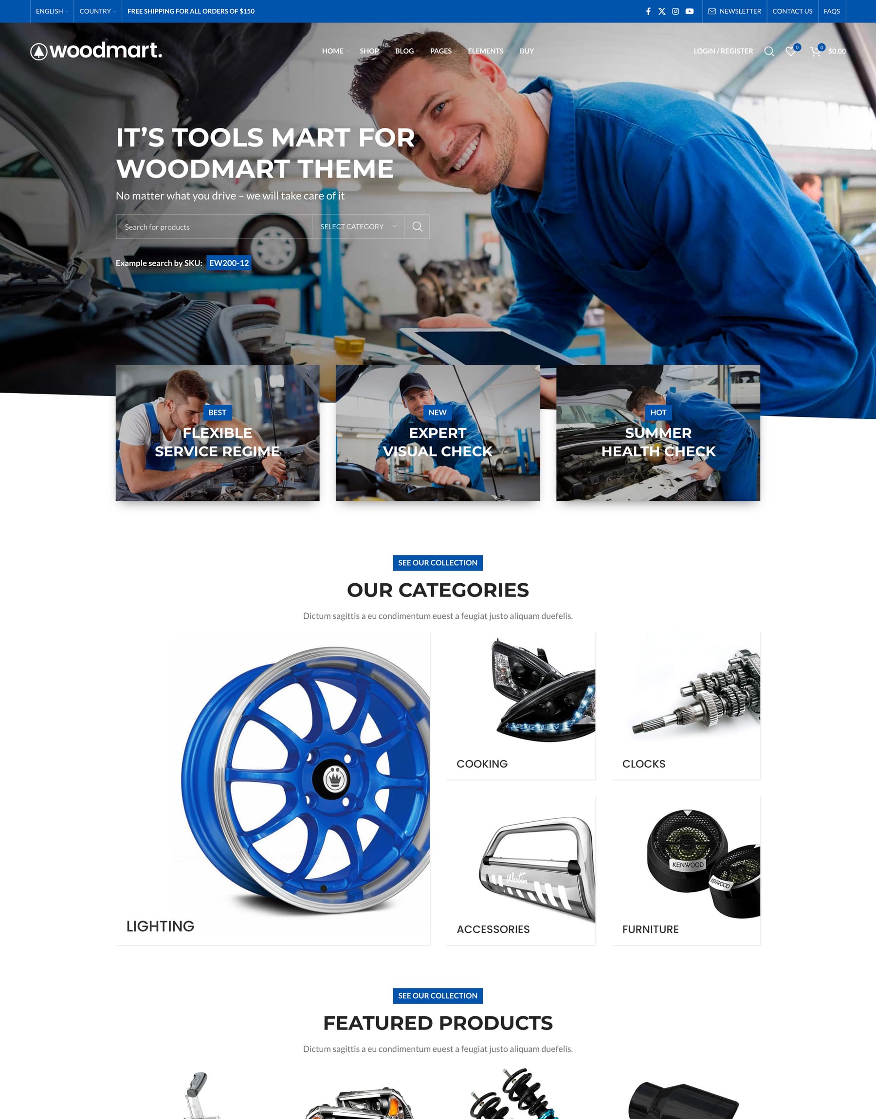 Cars demo home page: Auto repair WordPress theme