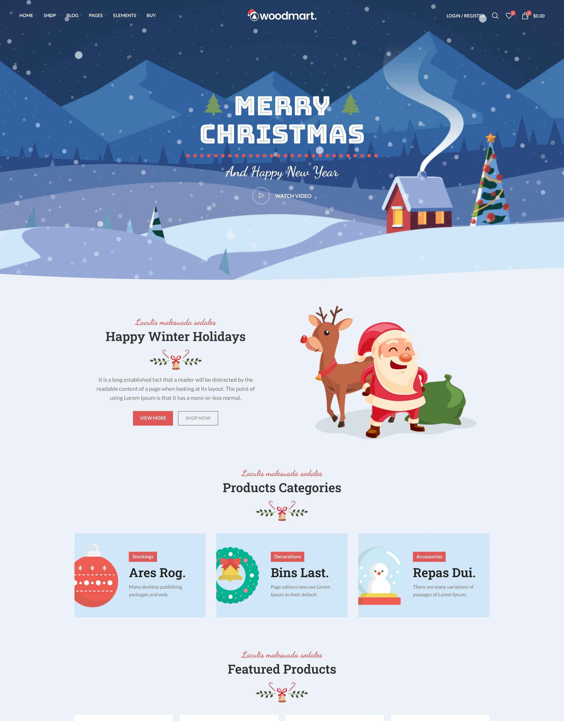Christmas demo home page: Christmas gifts WooCommerce theme