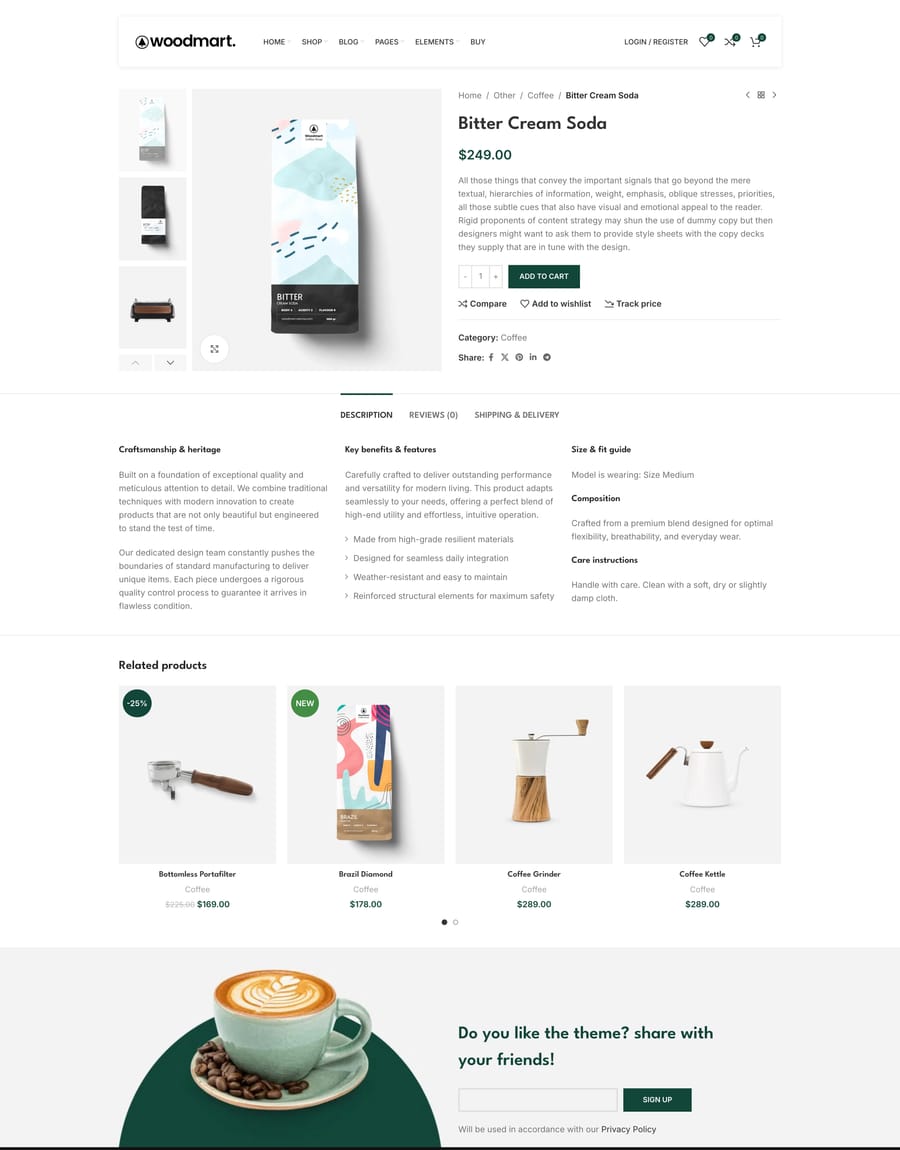 Coffee Product page