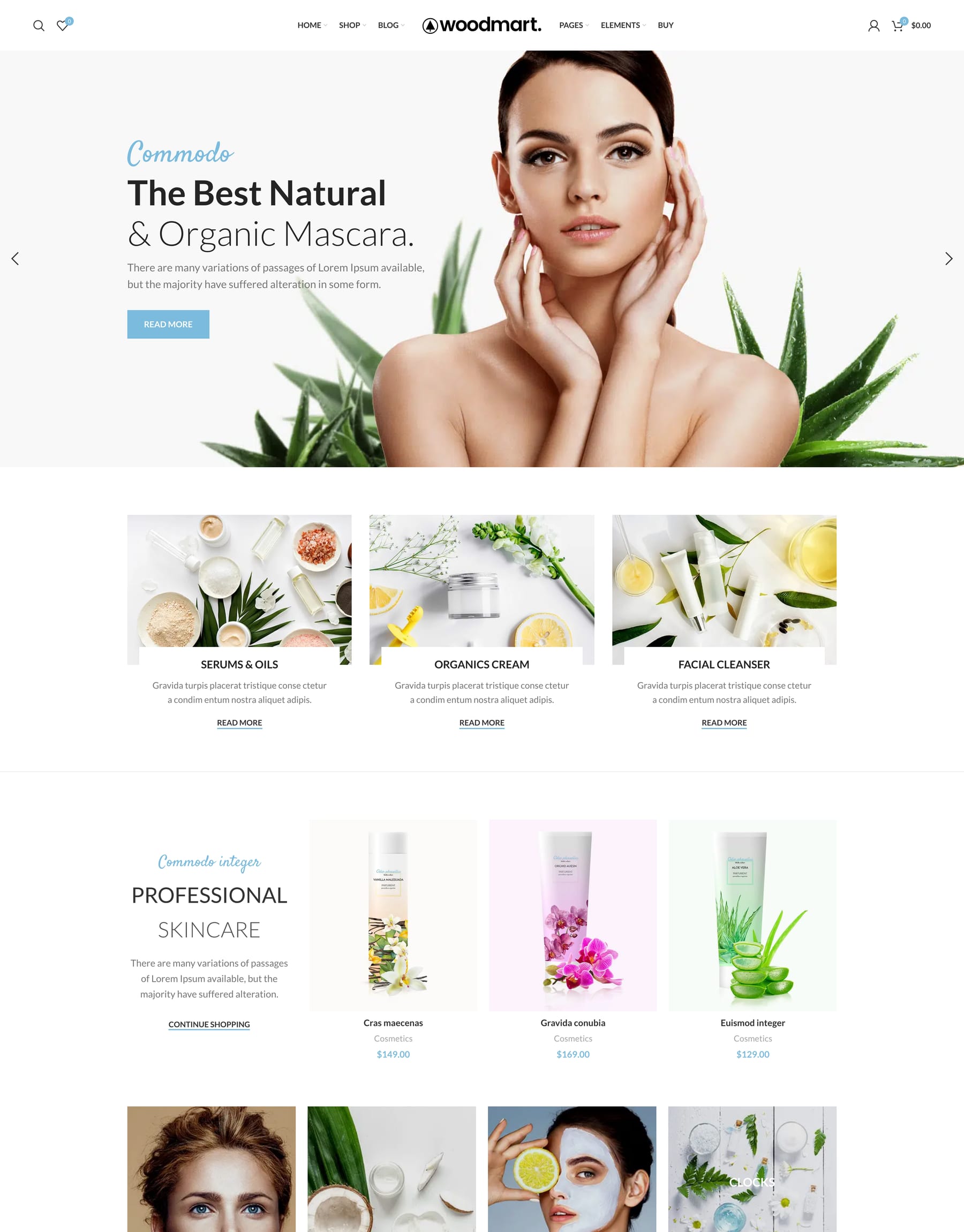 Cosmetics demo home page: Cosmetics WooCommerce theme