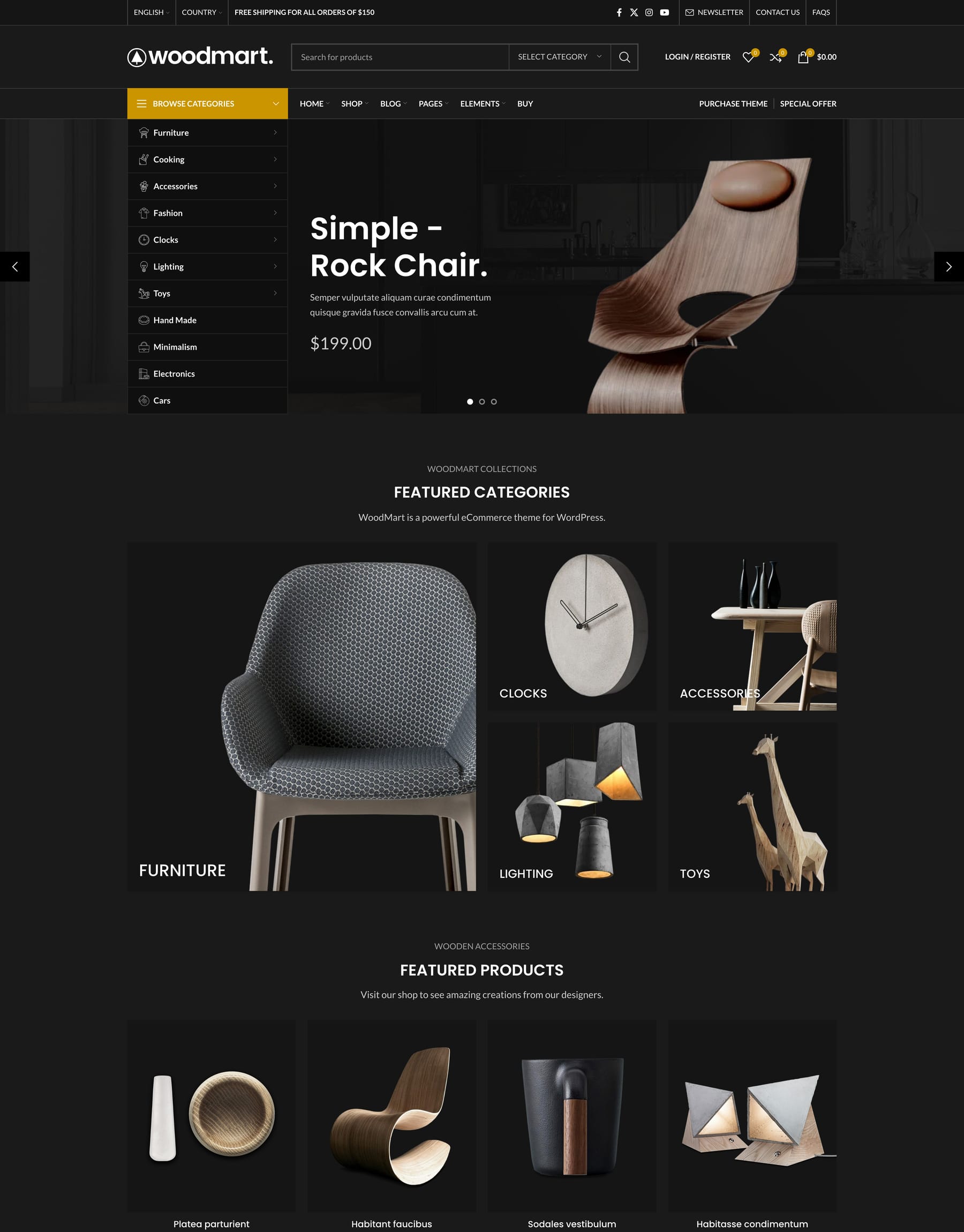 Dark demo home page: Dark WooCommerce theme