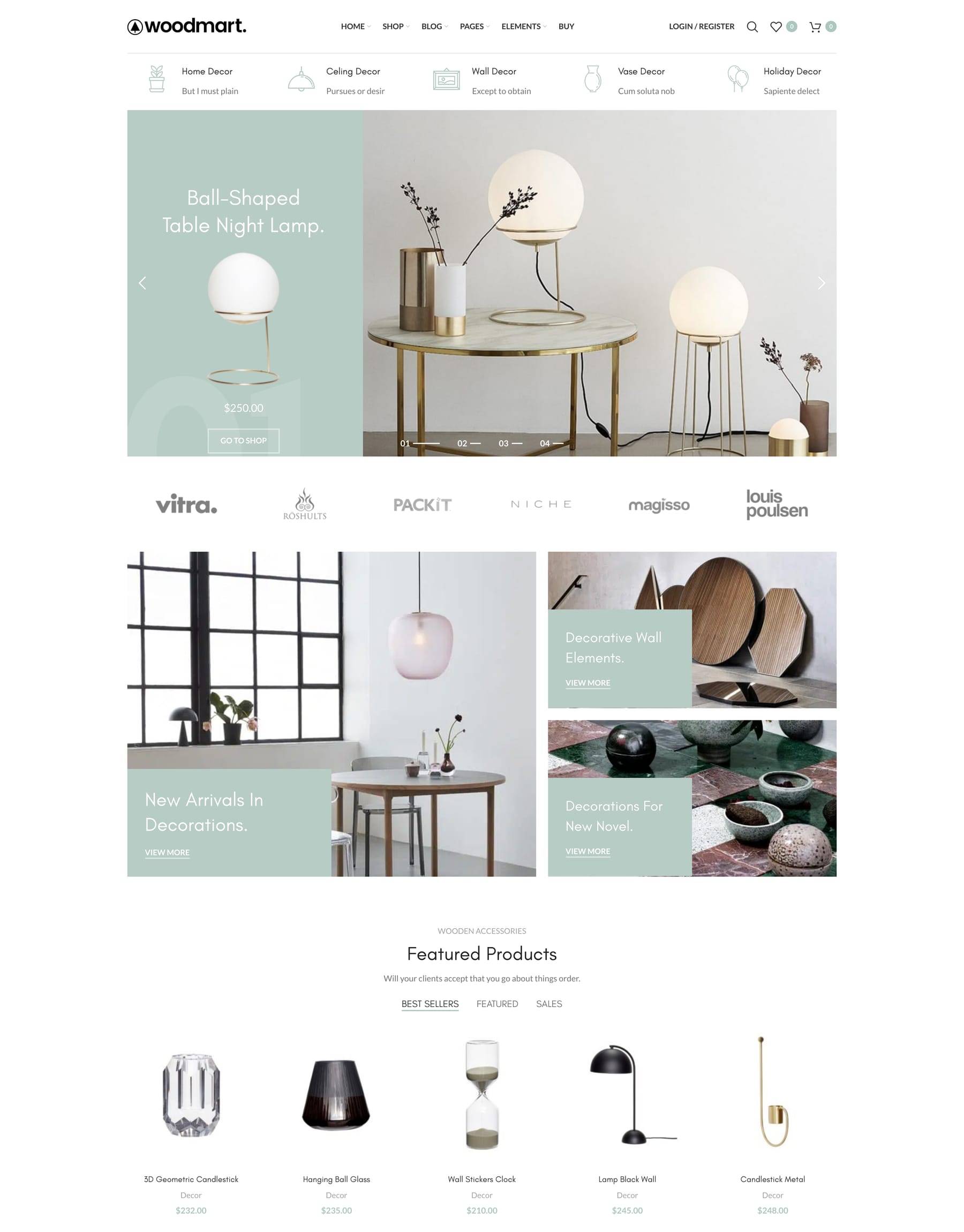 Decor demo home page: Home decor WooCommerce theme