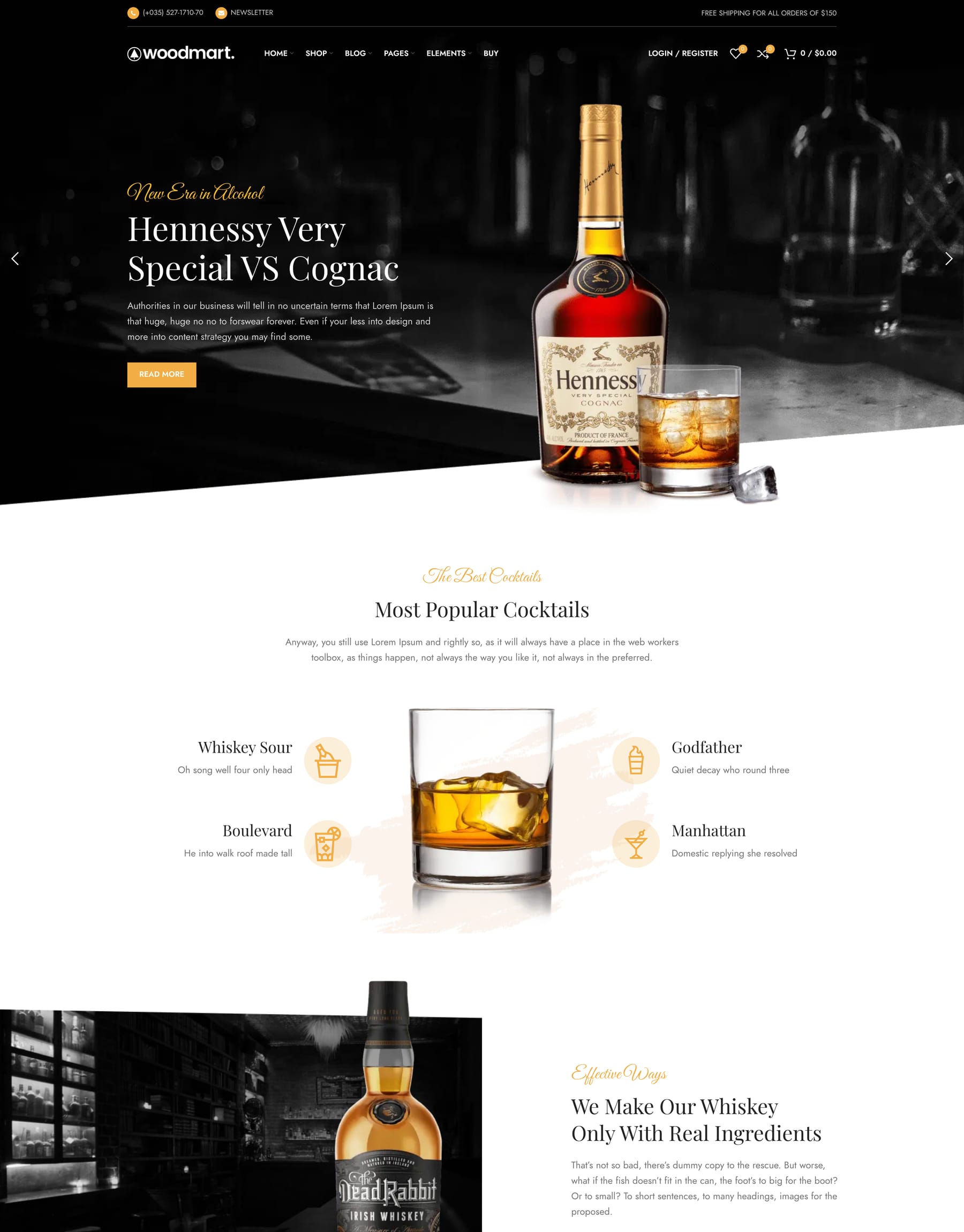 Drinks demo home page: Liquor store WooCommerce theme