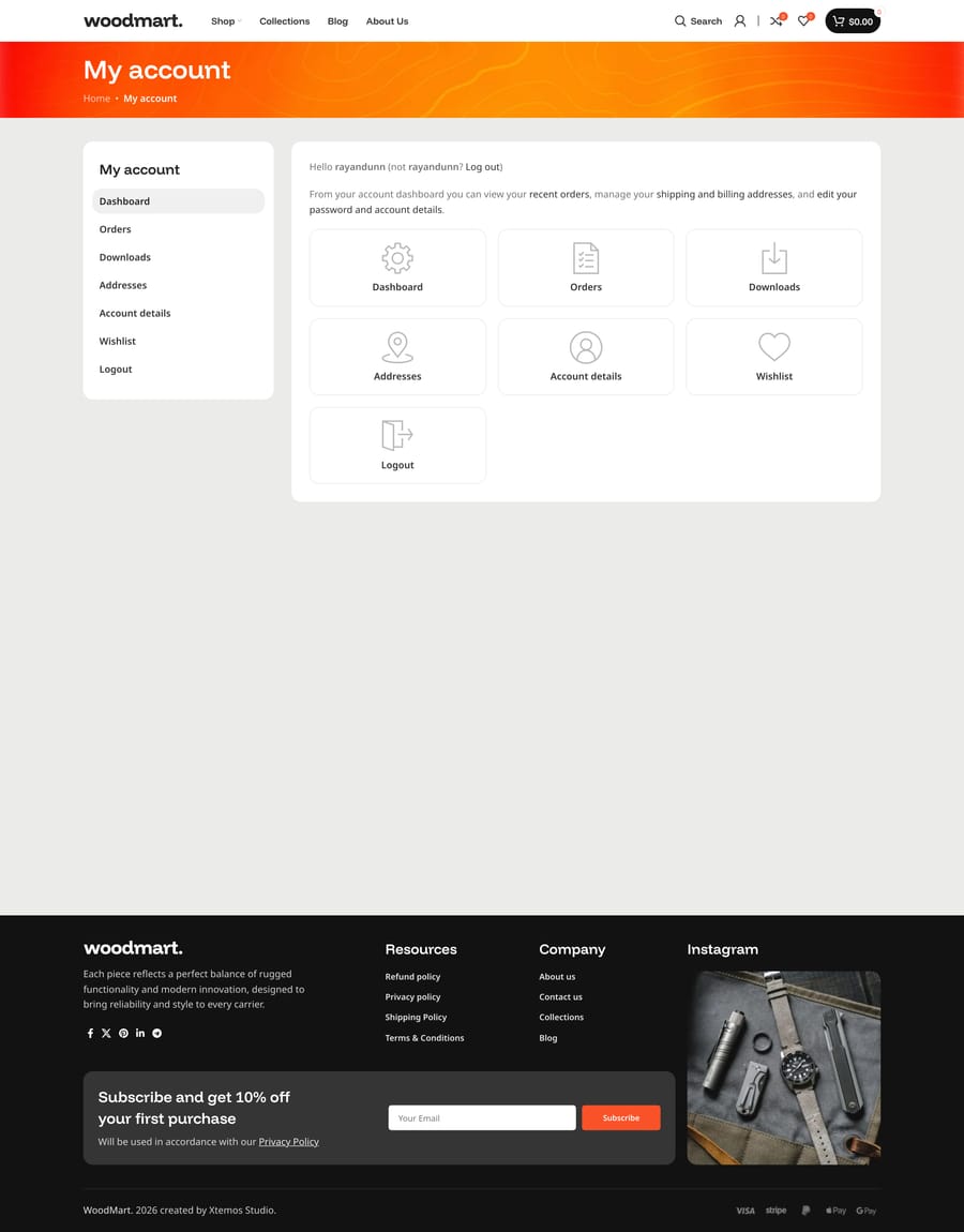 EDC My account page