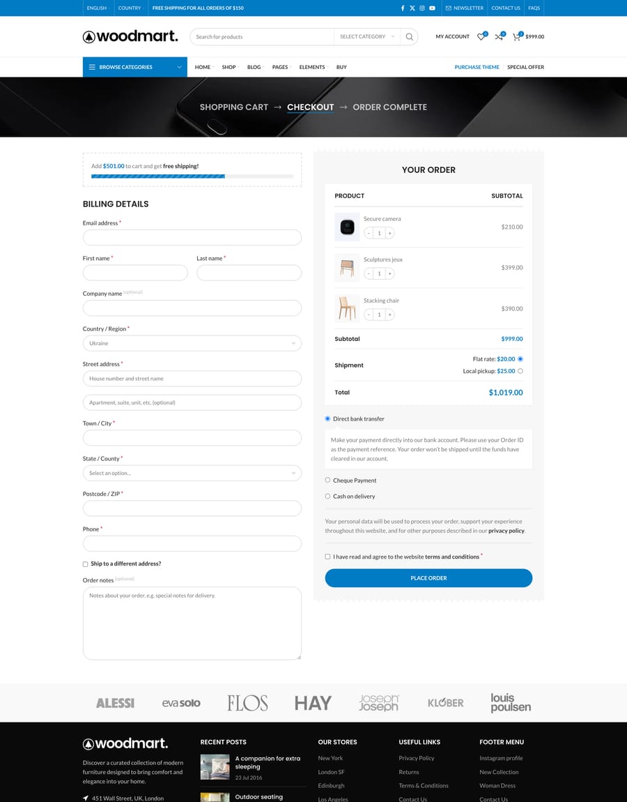 Electronics Checkout page