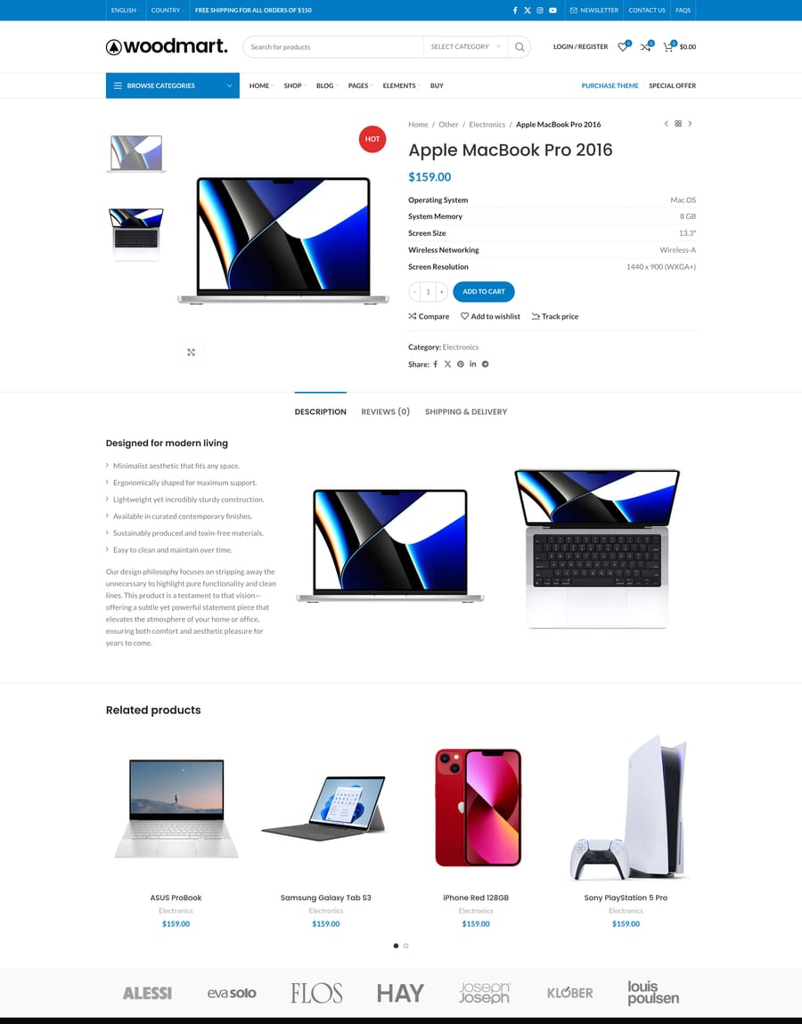 Electronics Product page