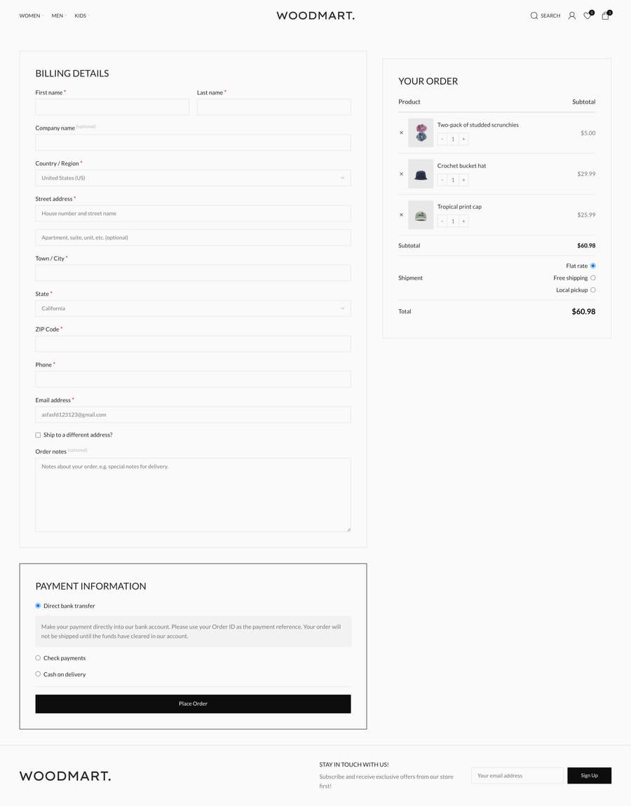 Fashion 2 Checkout page