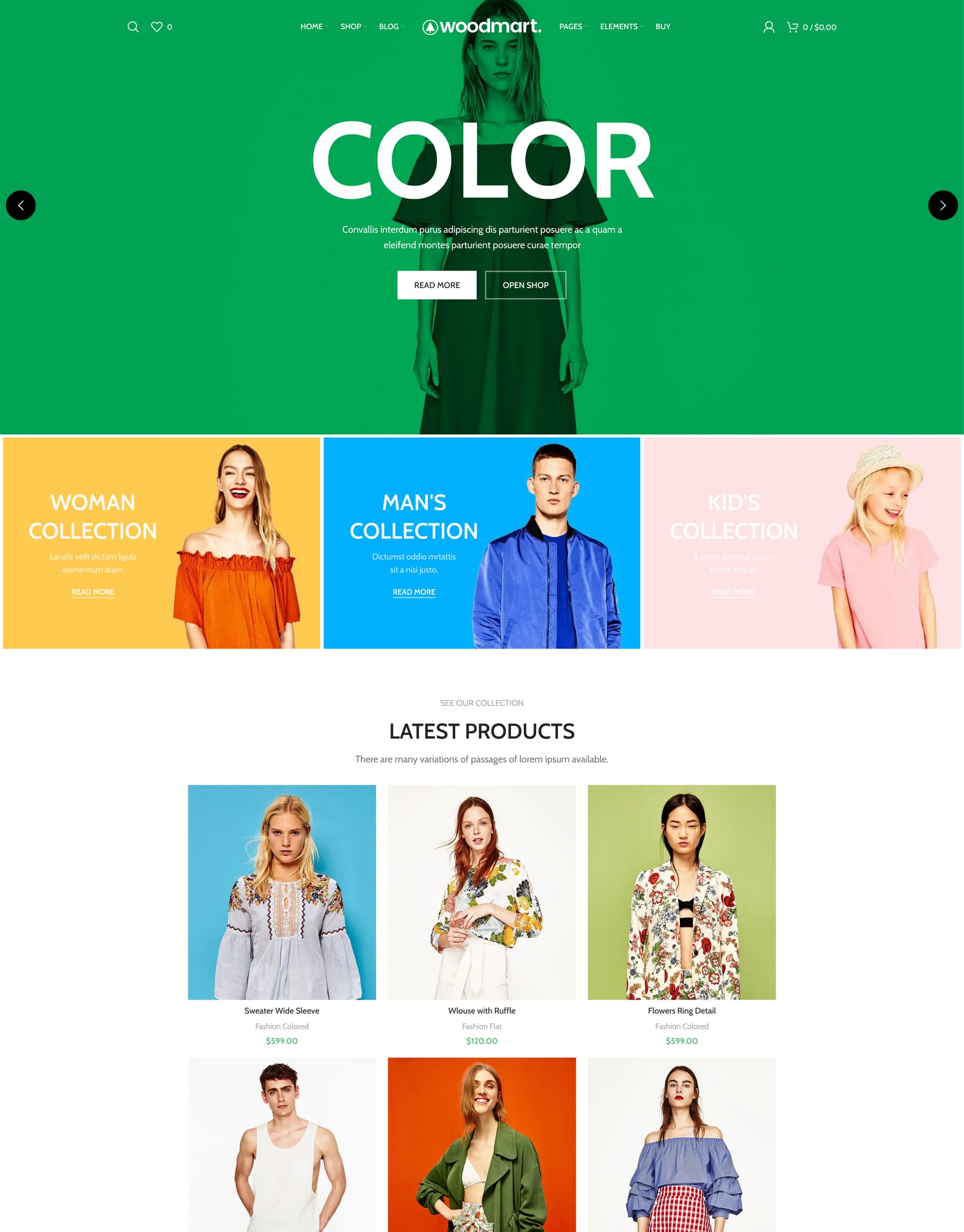 Fashion Color demo home page: Colorful fashion WooCommerce theme
