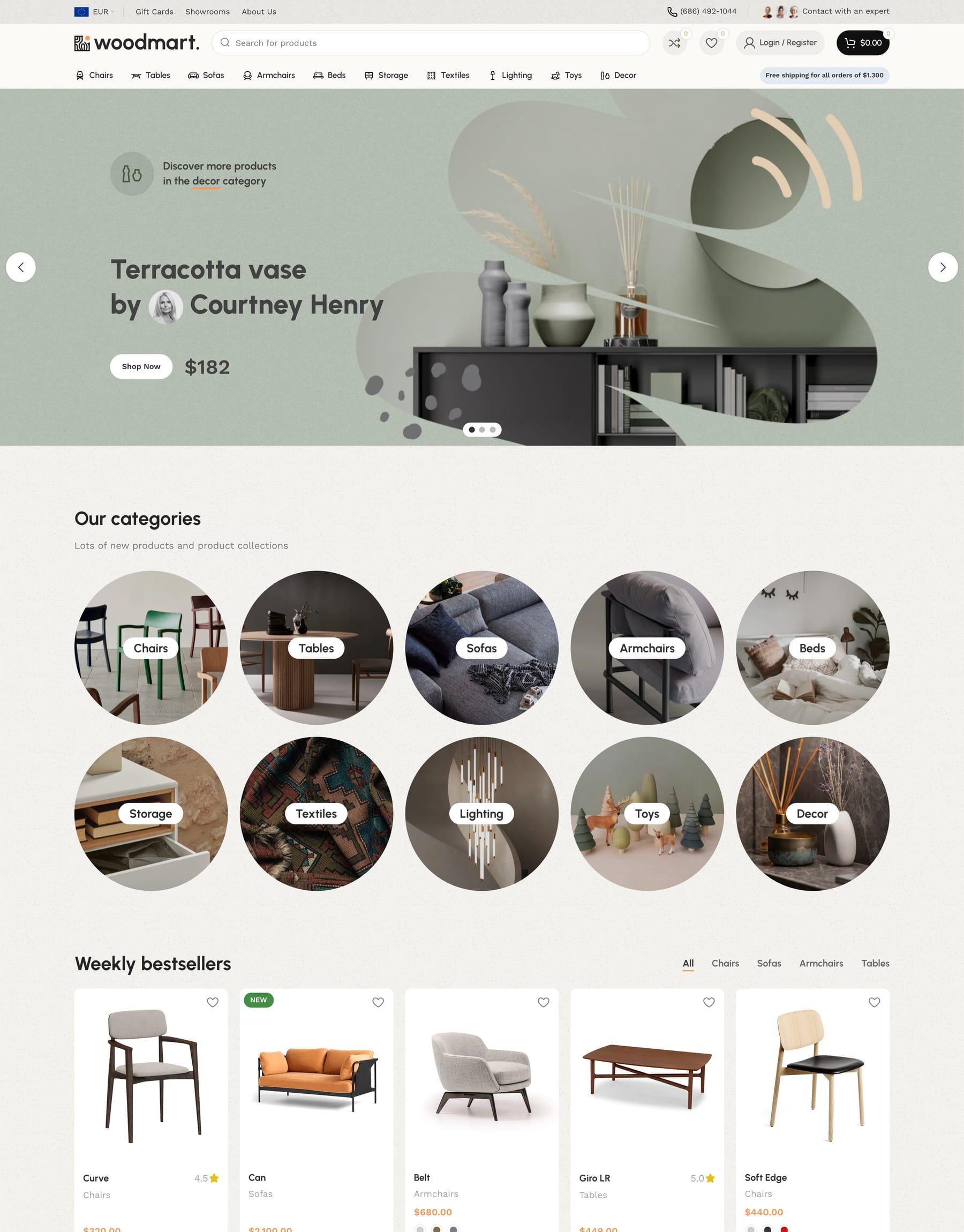 Furniture 2 demo home page: Furniture megastore WooCommerce theme