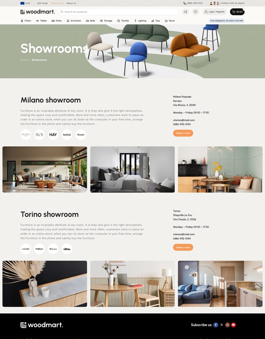 Furniture 2 Showrooms page