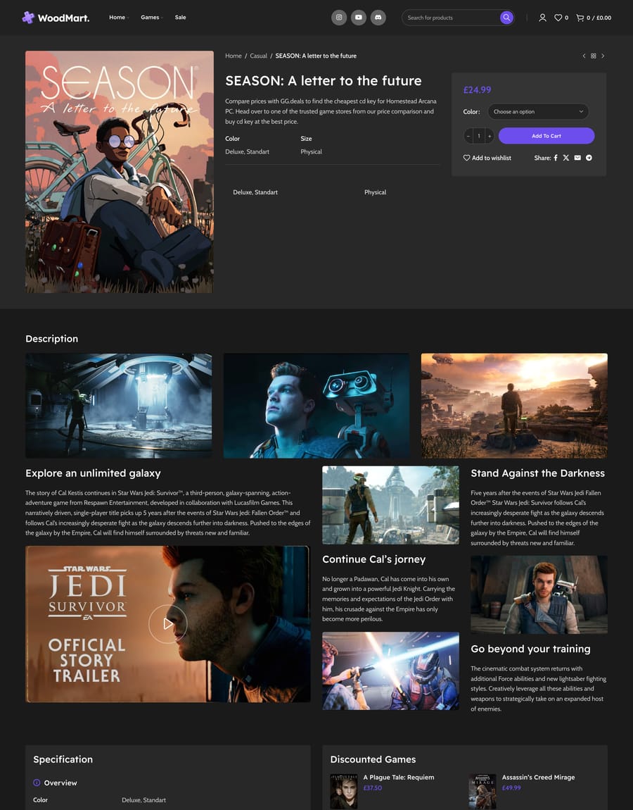 Games Dark Product page