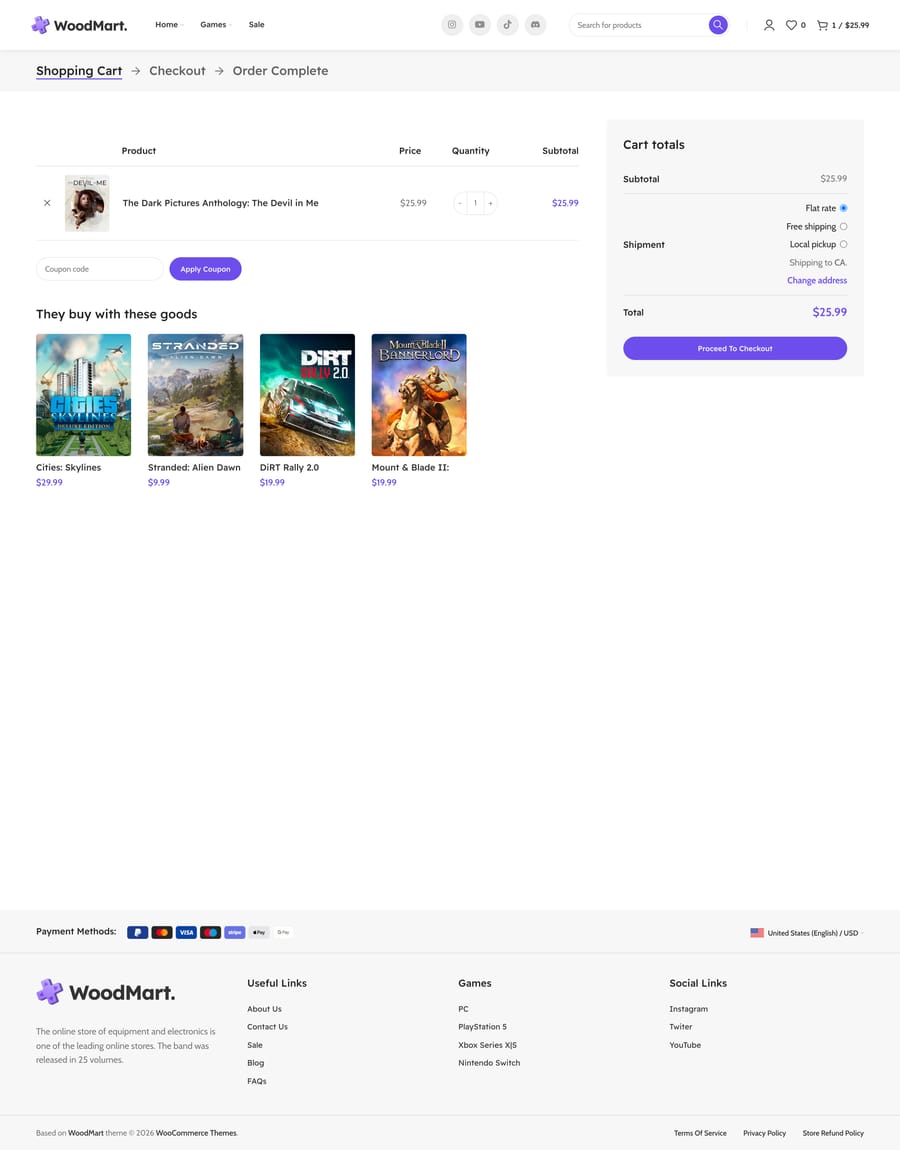 Games Cart page