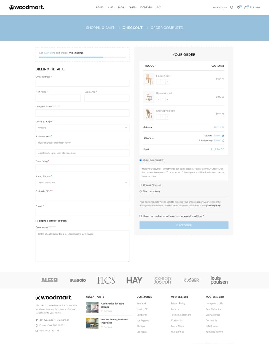 Glasses Checkout page