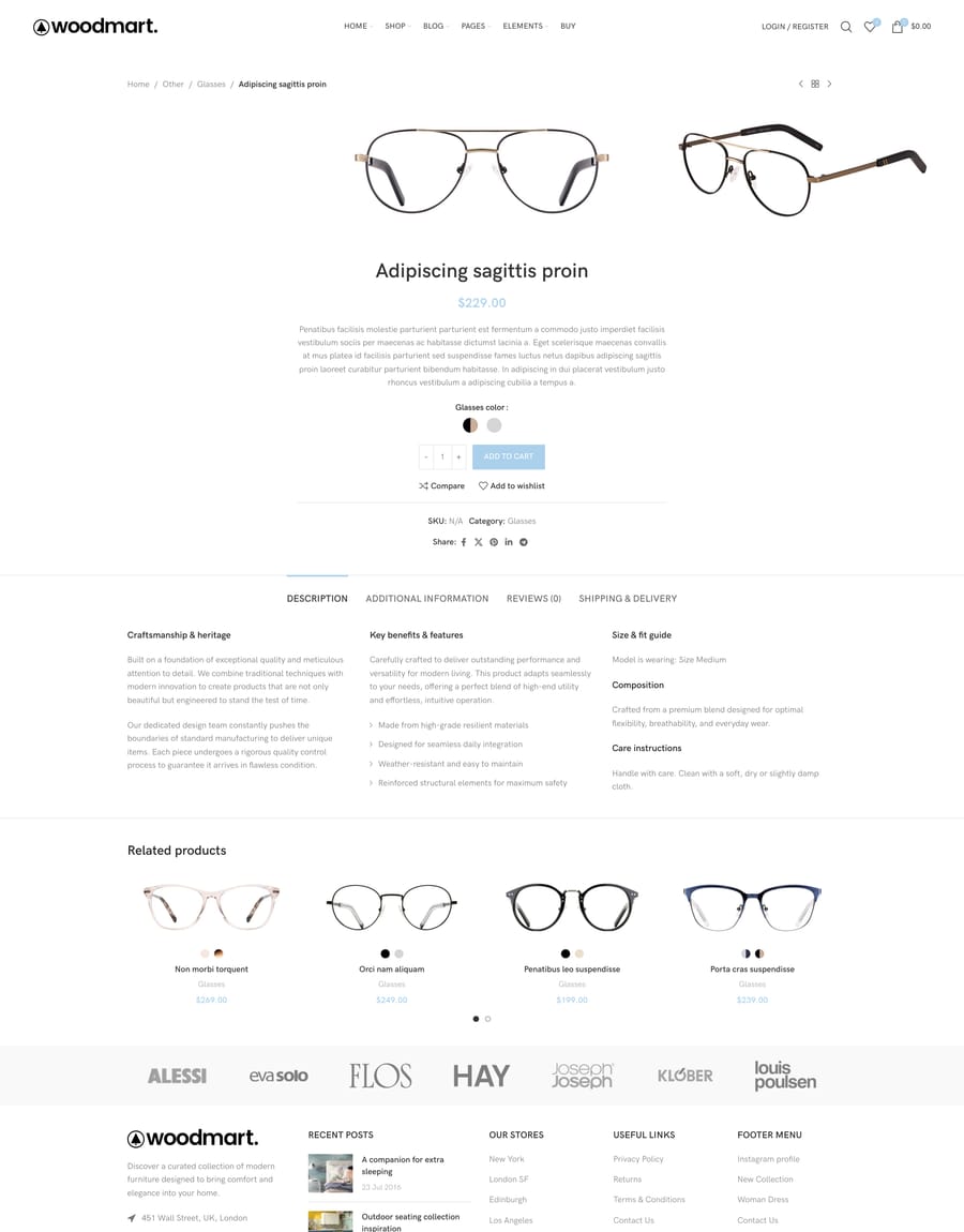 Glasses Product page