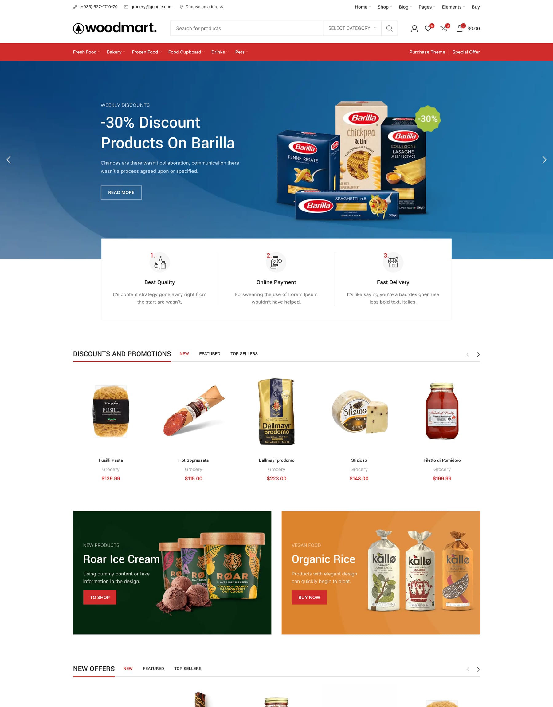Grocery demo home page: Grocery WooCommerce theme