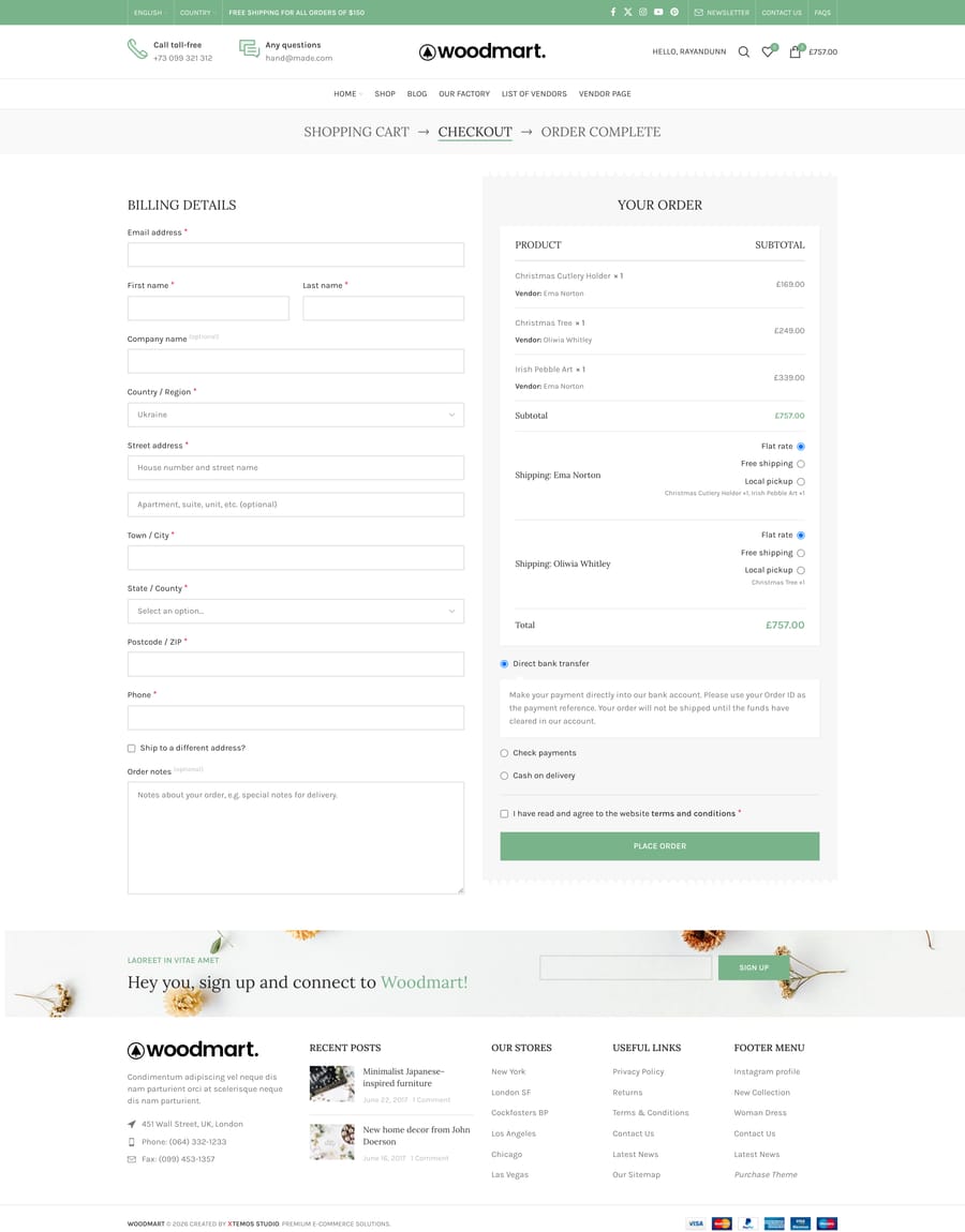 Handmade Checkout page