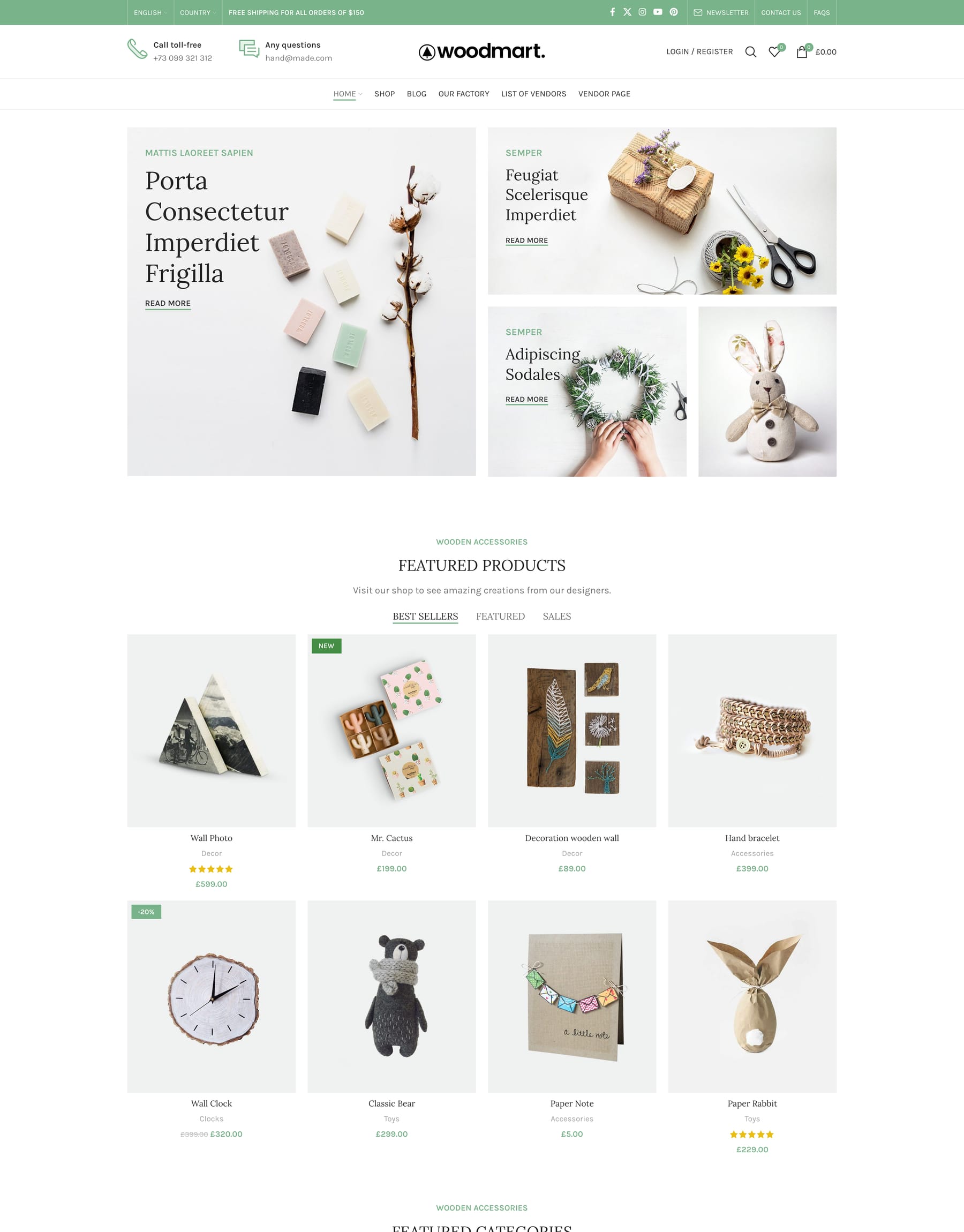 Handmade demo home page: Handmade marketplace WooCommerce theme