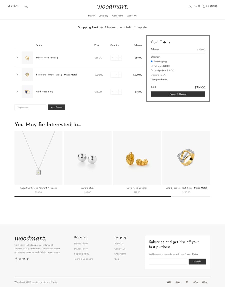 Jewellery 2 Cart page