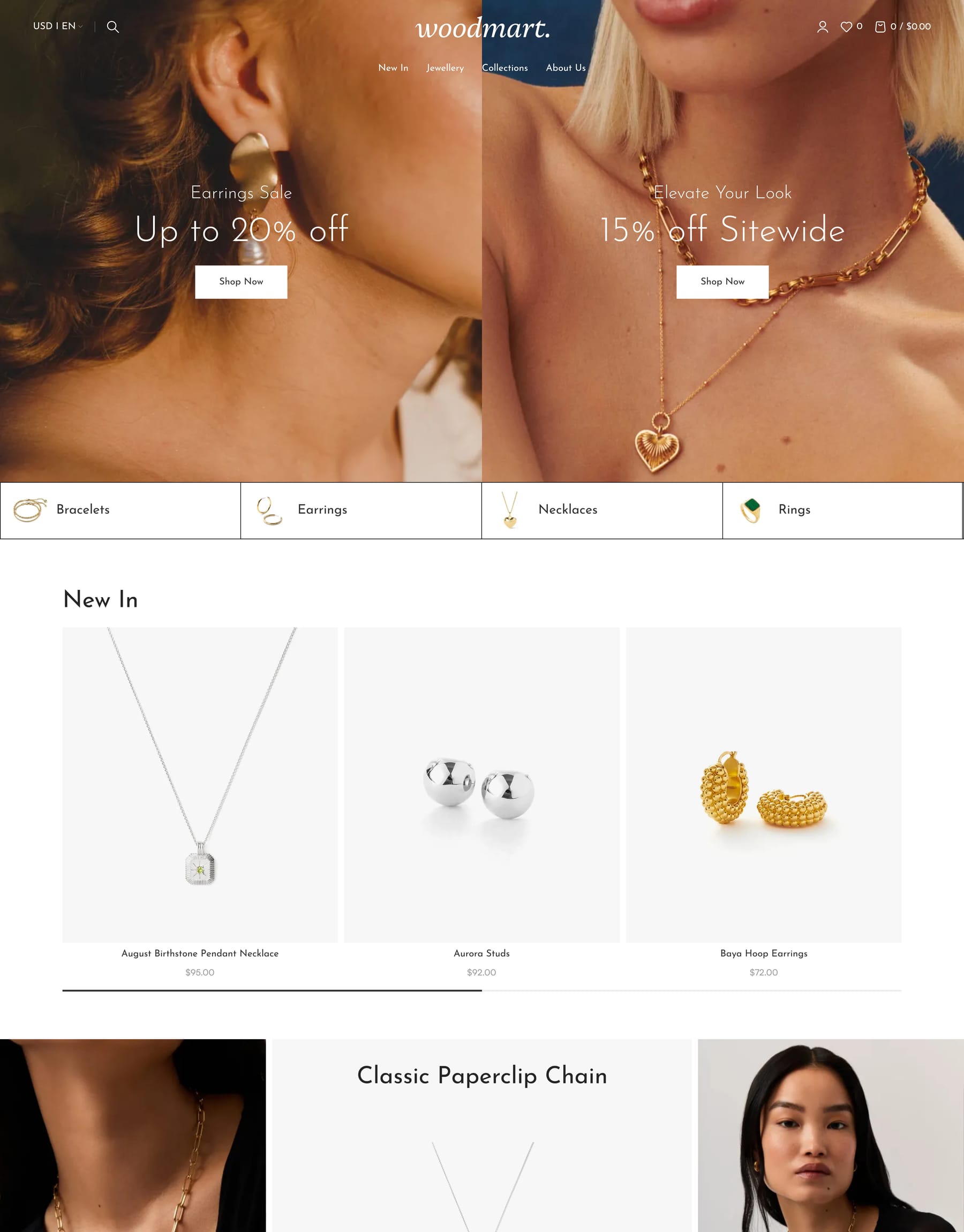 Jewellery 2 demo home page: Jewelry store WooCommerce theme
