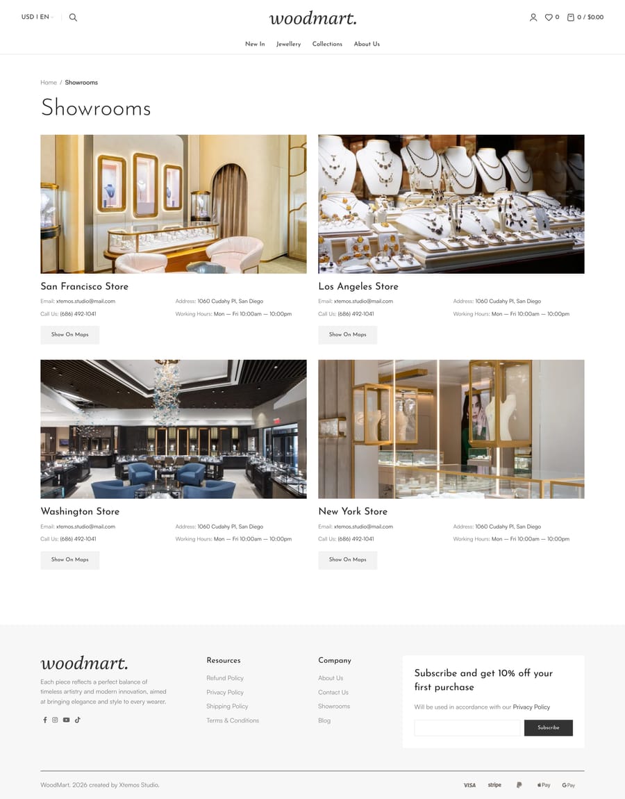 Jewellery 2 Showrooms page