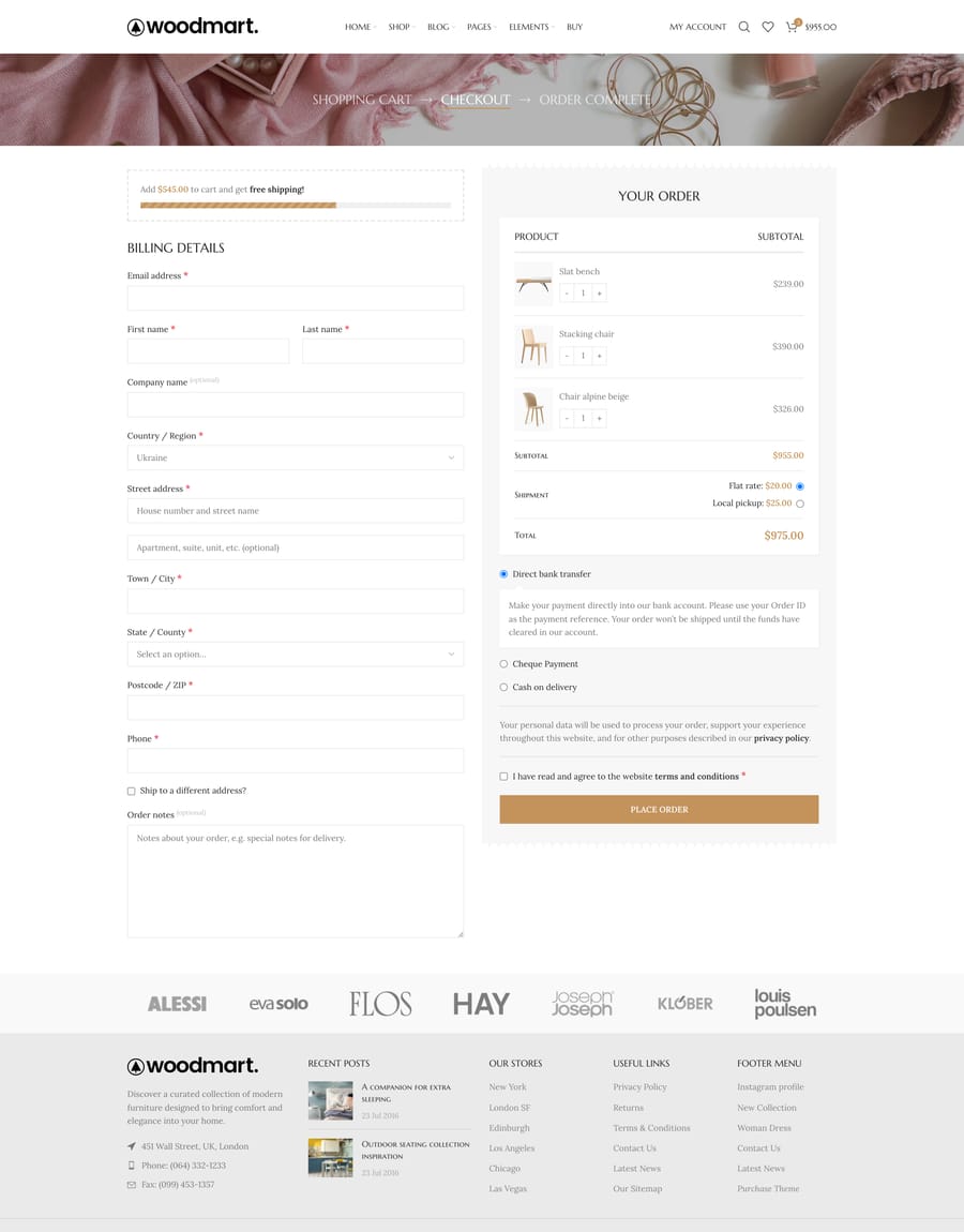 Jewellery Checkout page