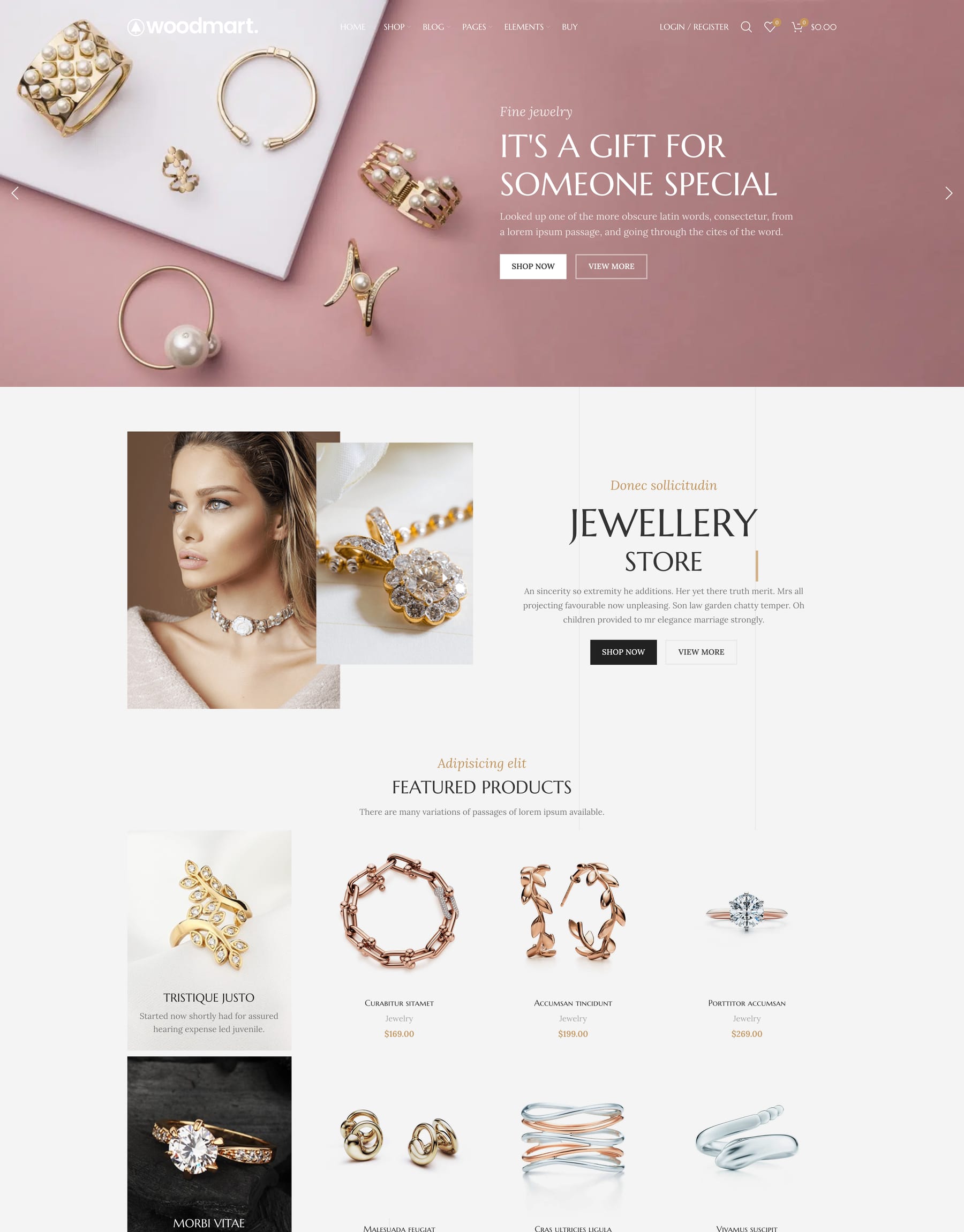 Jewellery demo home page: Jewelry WooCommerce theme
