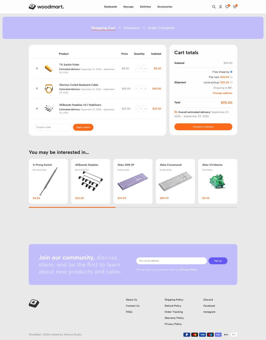 Keyboards Cart page