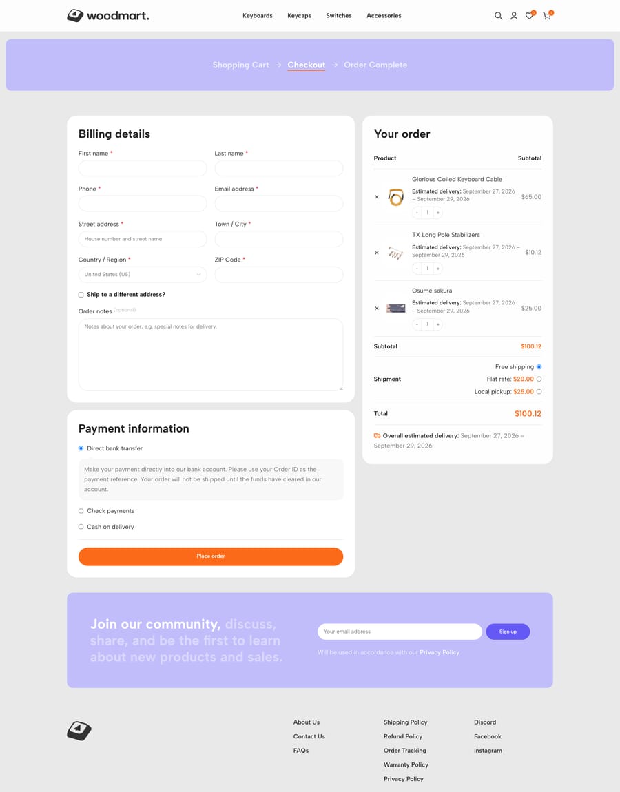 Keyboards Checkout page