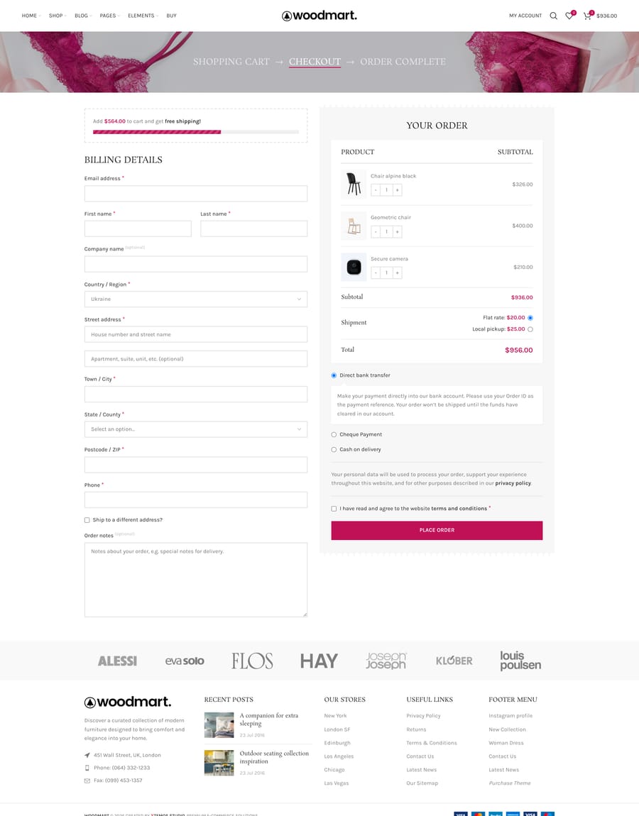 Lingerie Checkout page