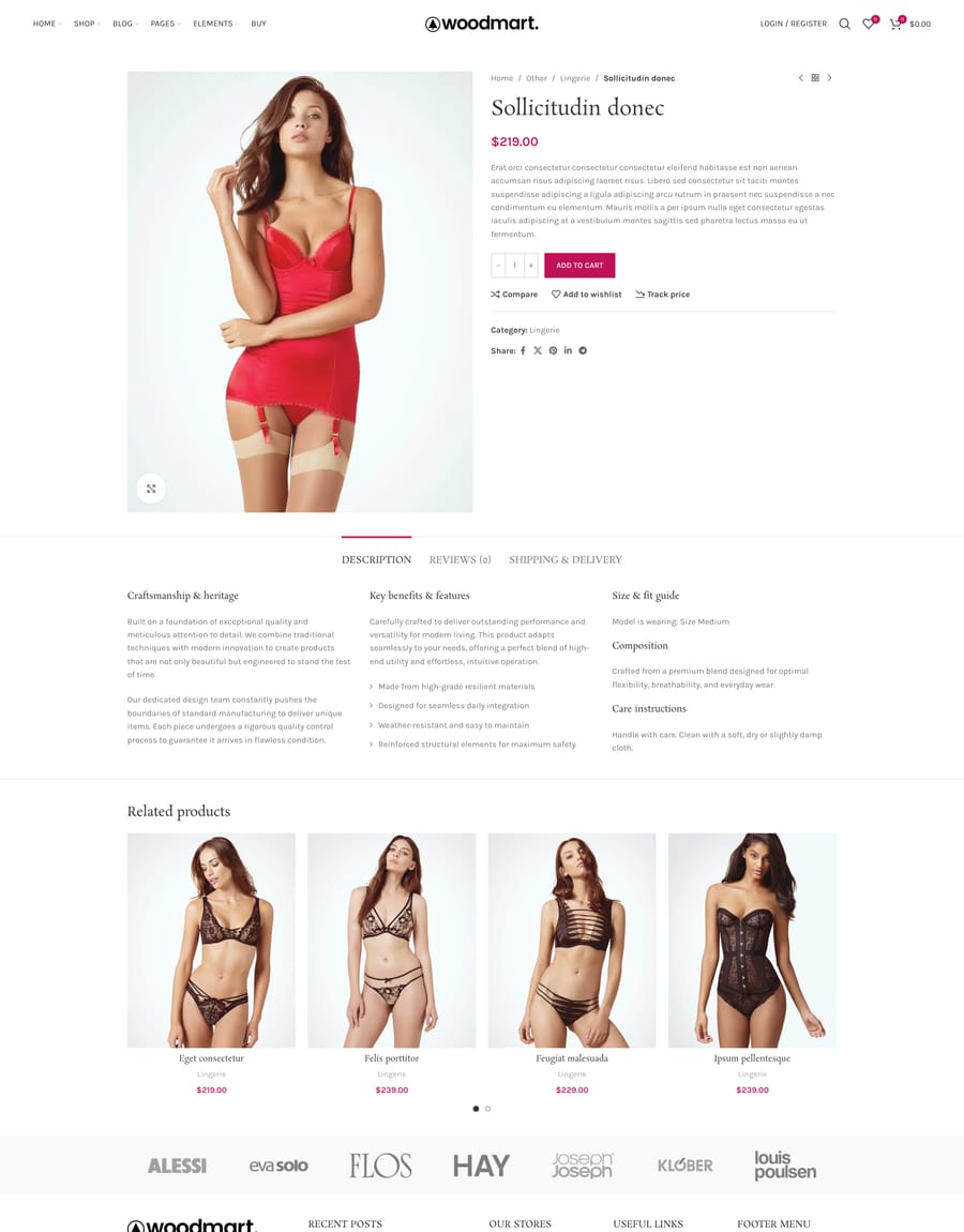 Lingerie Product page