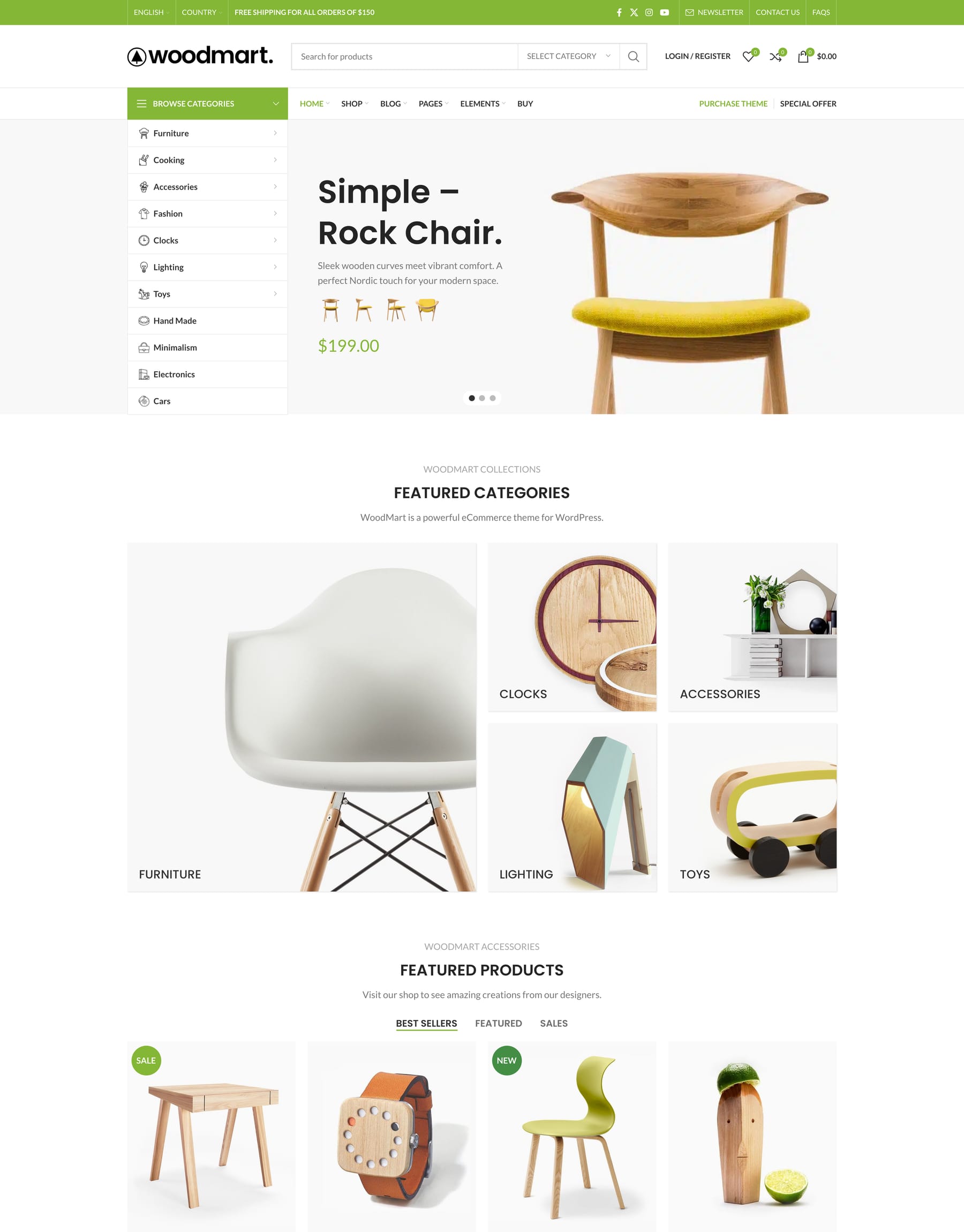 Default demo home page: Furniture store WooCommerce theme
