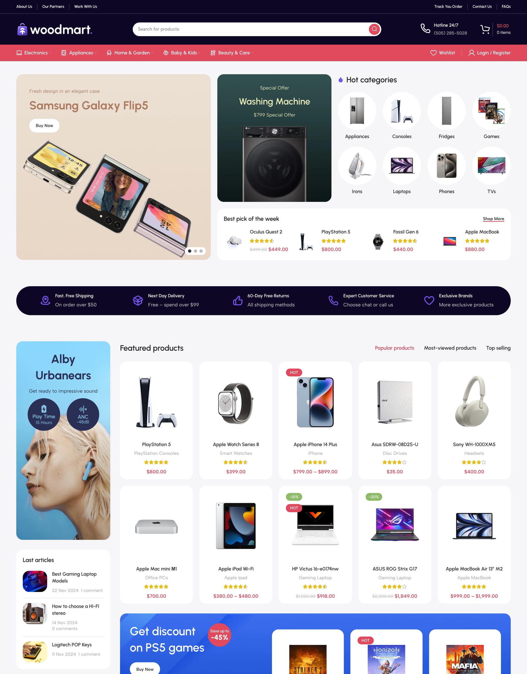 Marketplace 2 demo home page: Gadget marketplace WooCommerce theme