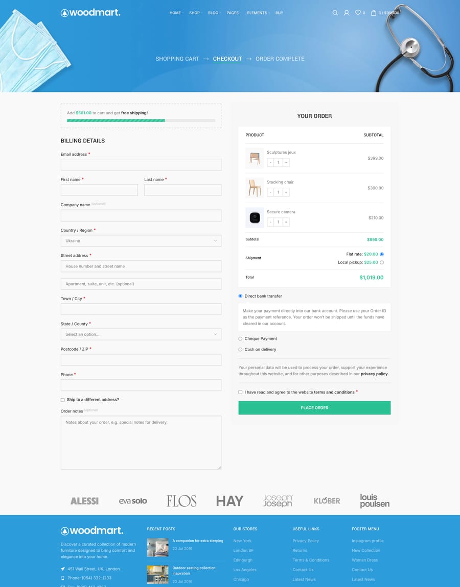 Medical Checkout page
