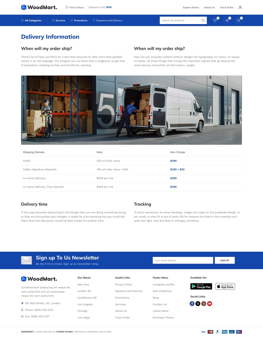 Megamarket Delivery information page
