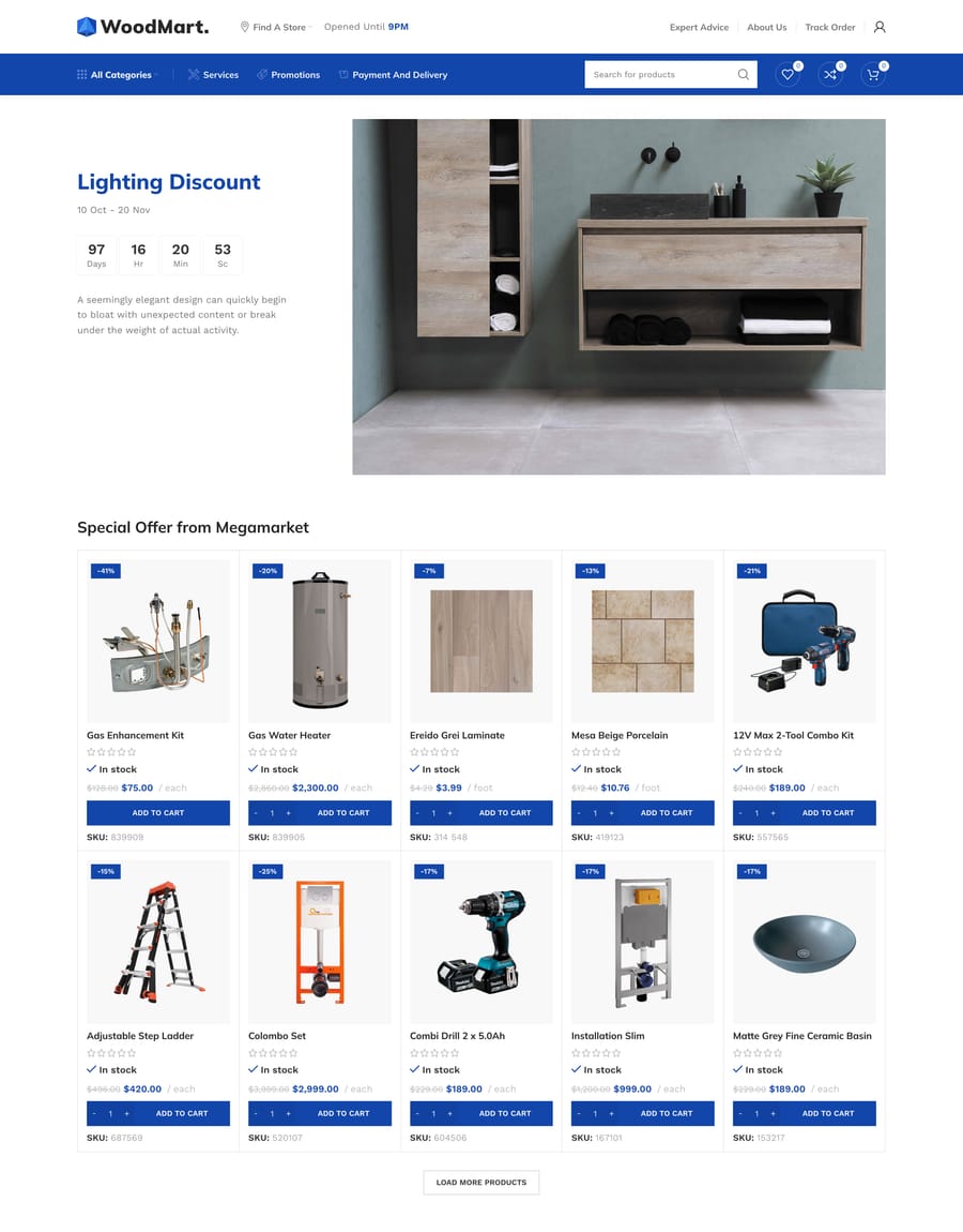 Megamarket Lighting discount page