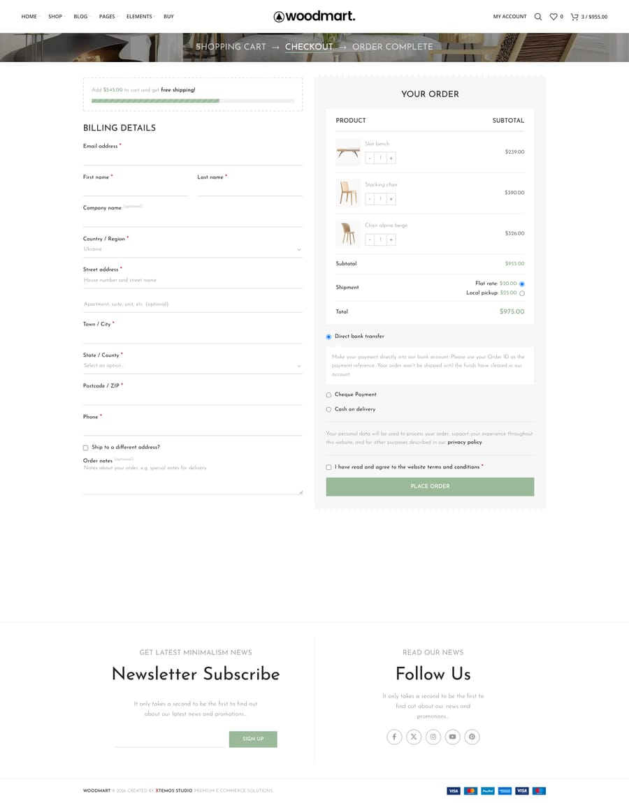 Minimalism Checkout page