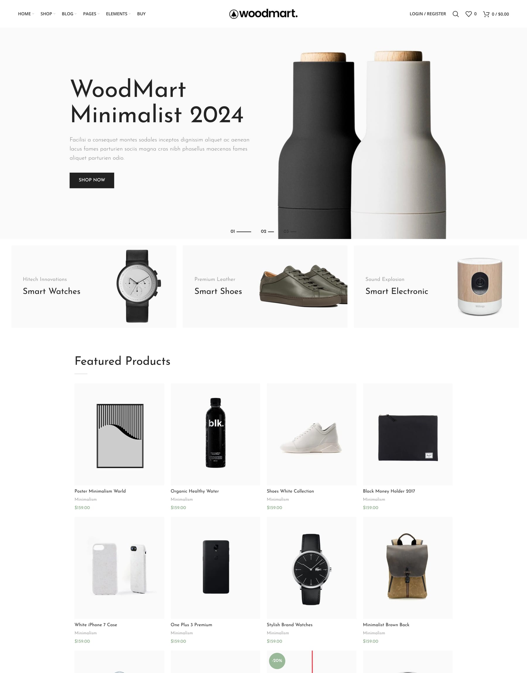 Minimalism demo home page: Minimalist WooCommerce theme