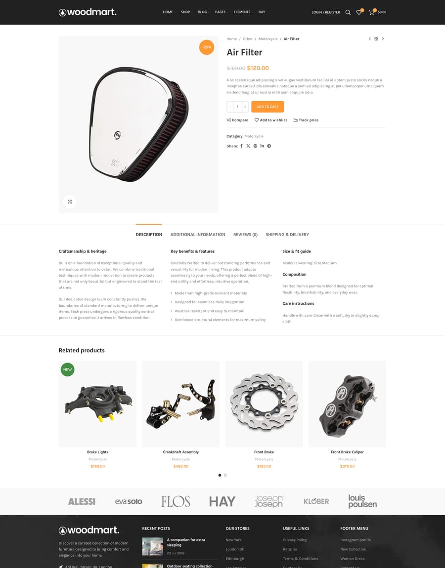 Motorcycle Product page