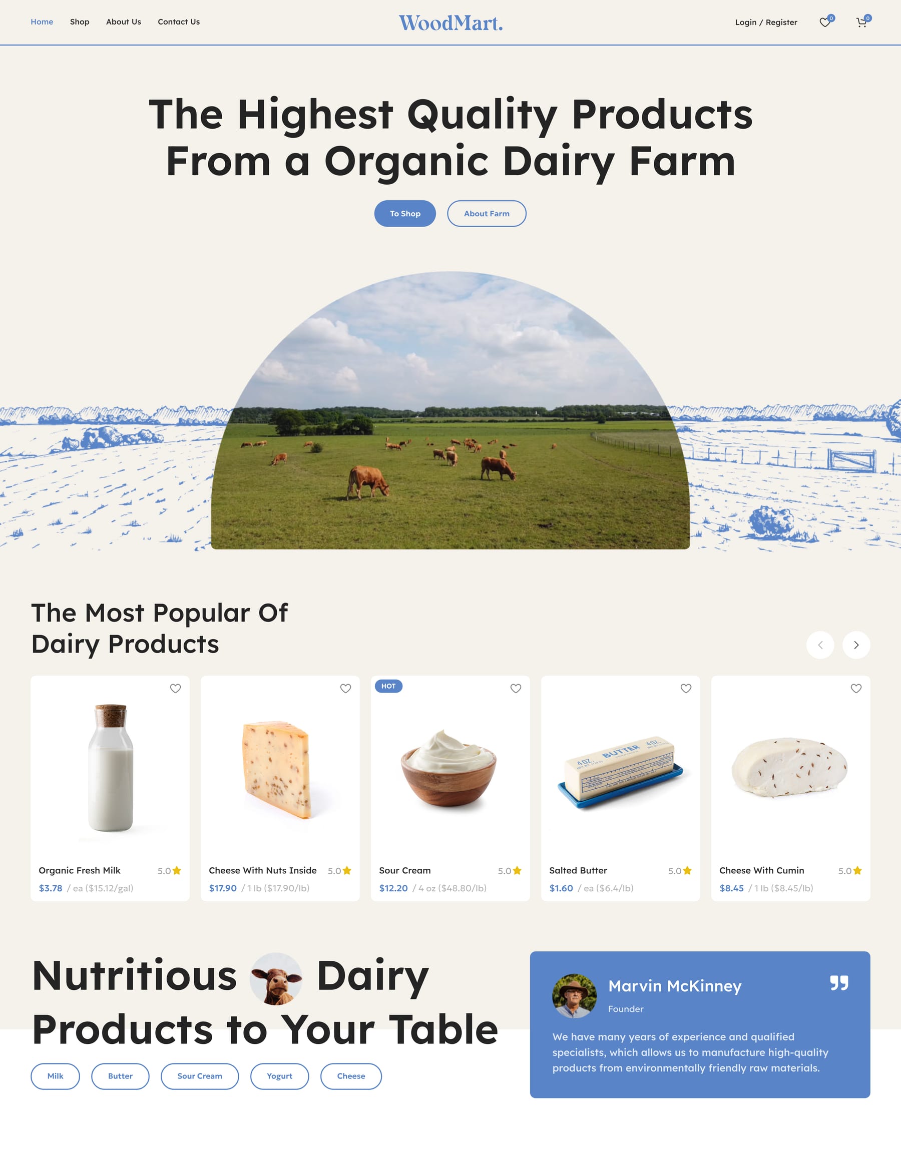 Organic Farm demo home page: Farm shop WooCommerce theme