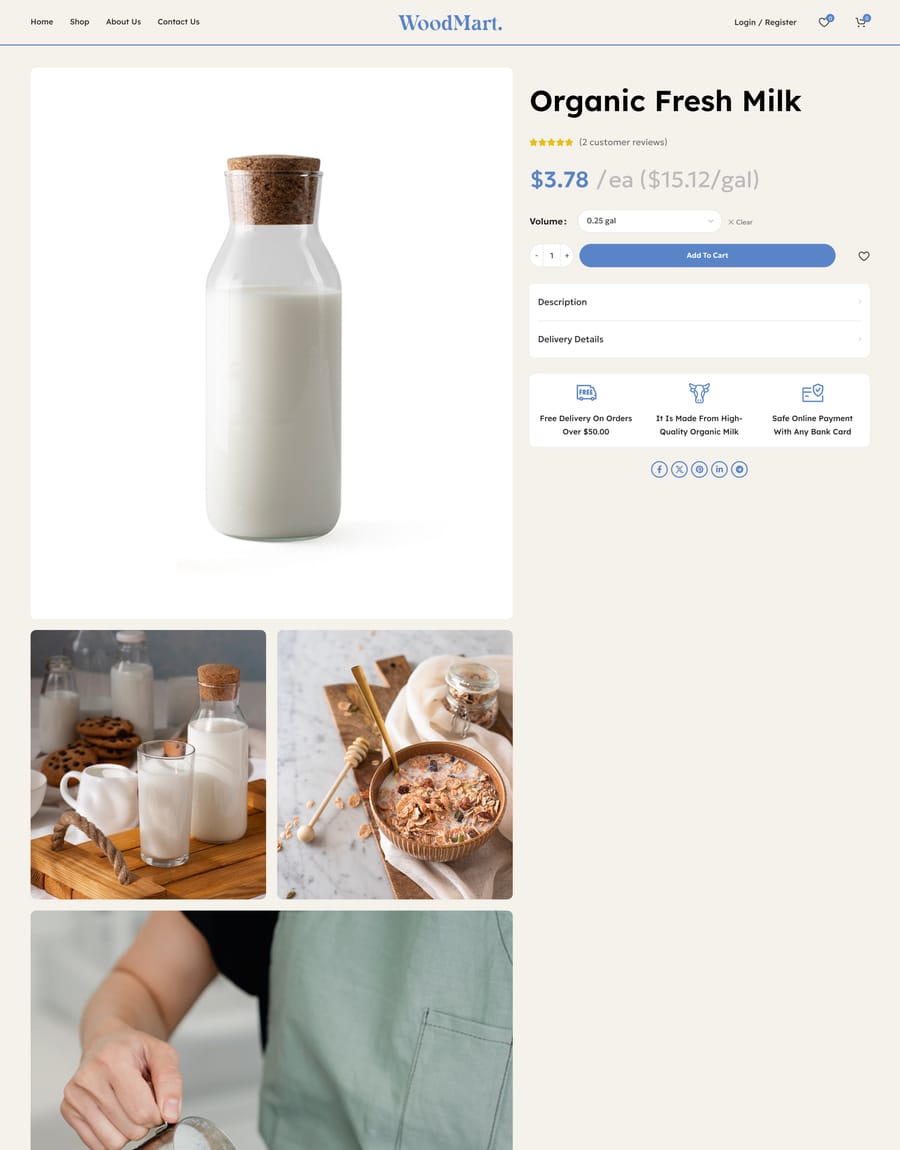 Organic Farm Product page