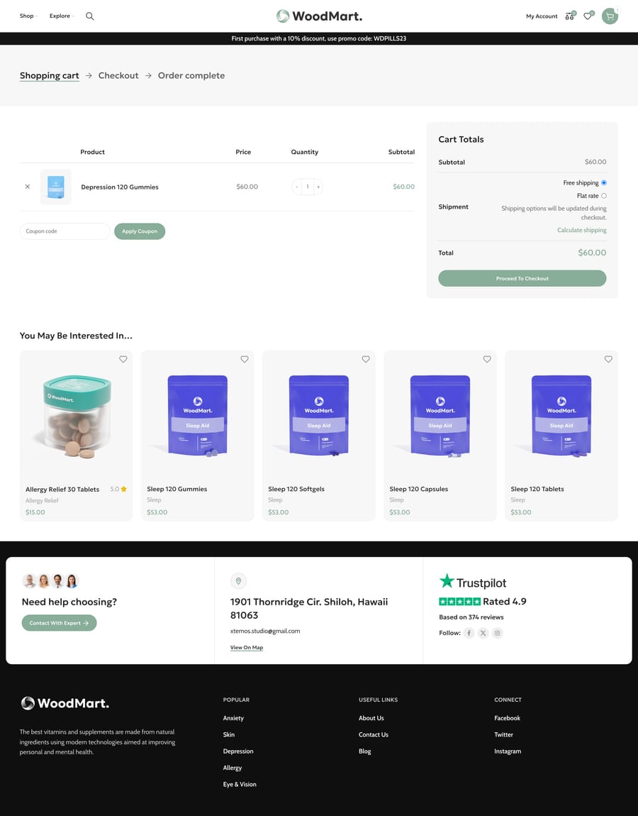 Pills Cart page