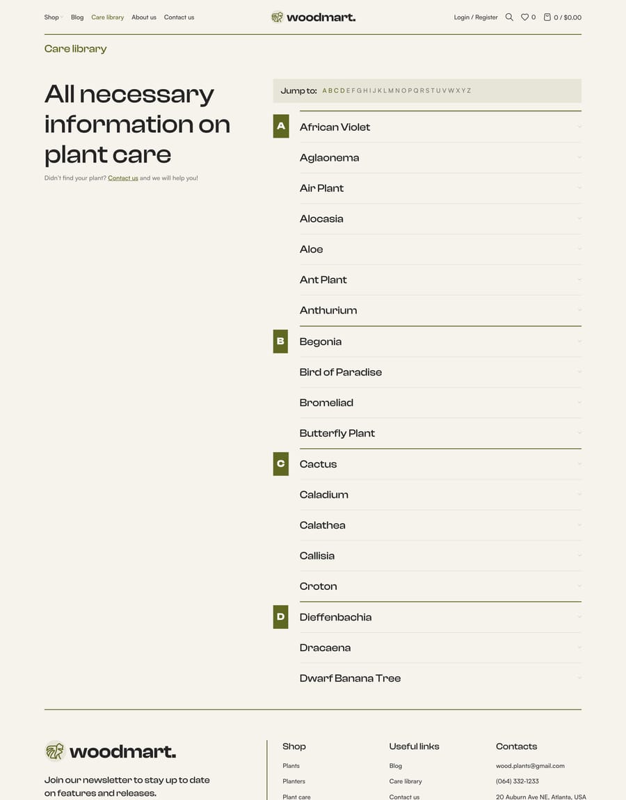 Plants Care library page