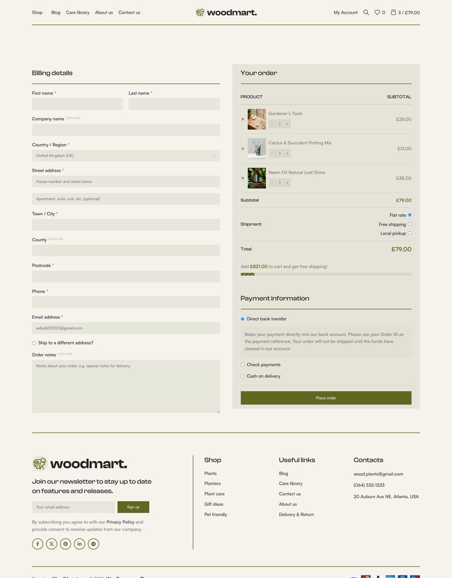 Plants Checkout page