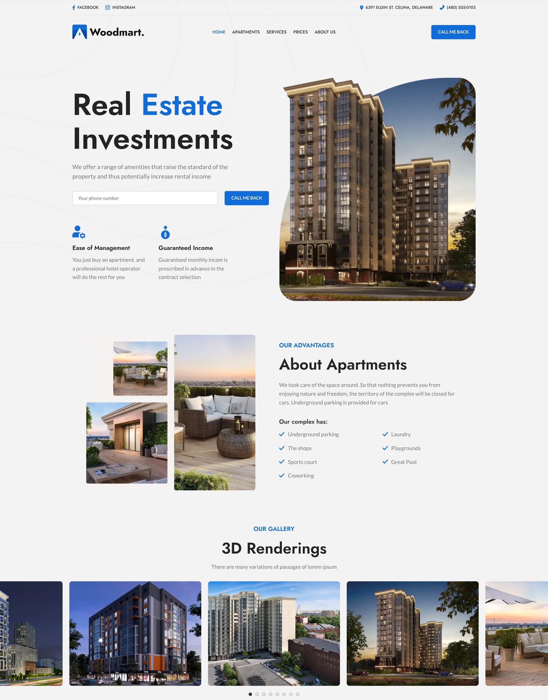 Real Estate demo home page: Real estate WordPress theme